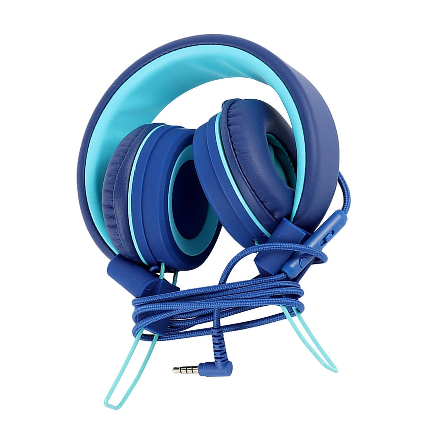 On-Ear Wired Headset Noise Cancellation 3.5mm Socket for School Travel Kids Blue