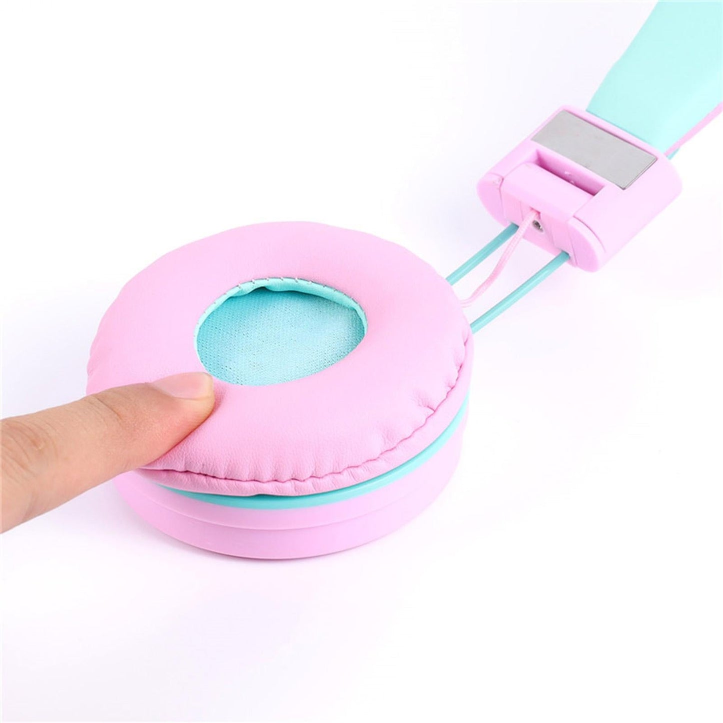 On-Ear Wired Headset Noise Cancellation 3.5mm Socket for School Travel Kids Pink