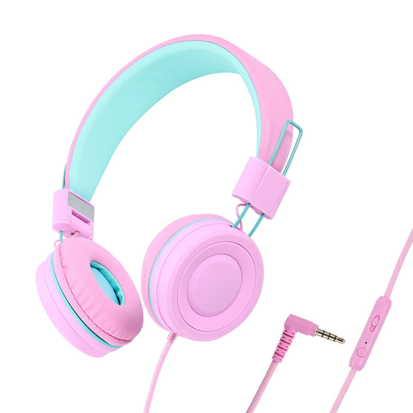 On-Ear Wired Headset Noise Cancellation 3.5mm Socket for School Travel Kids Pink