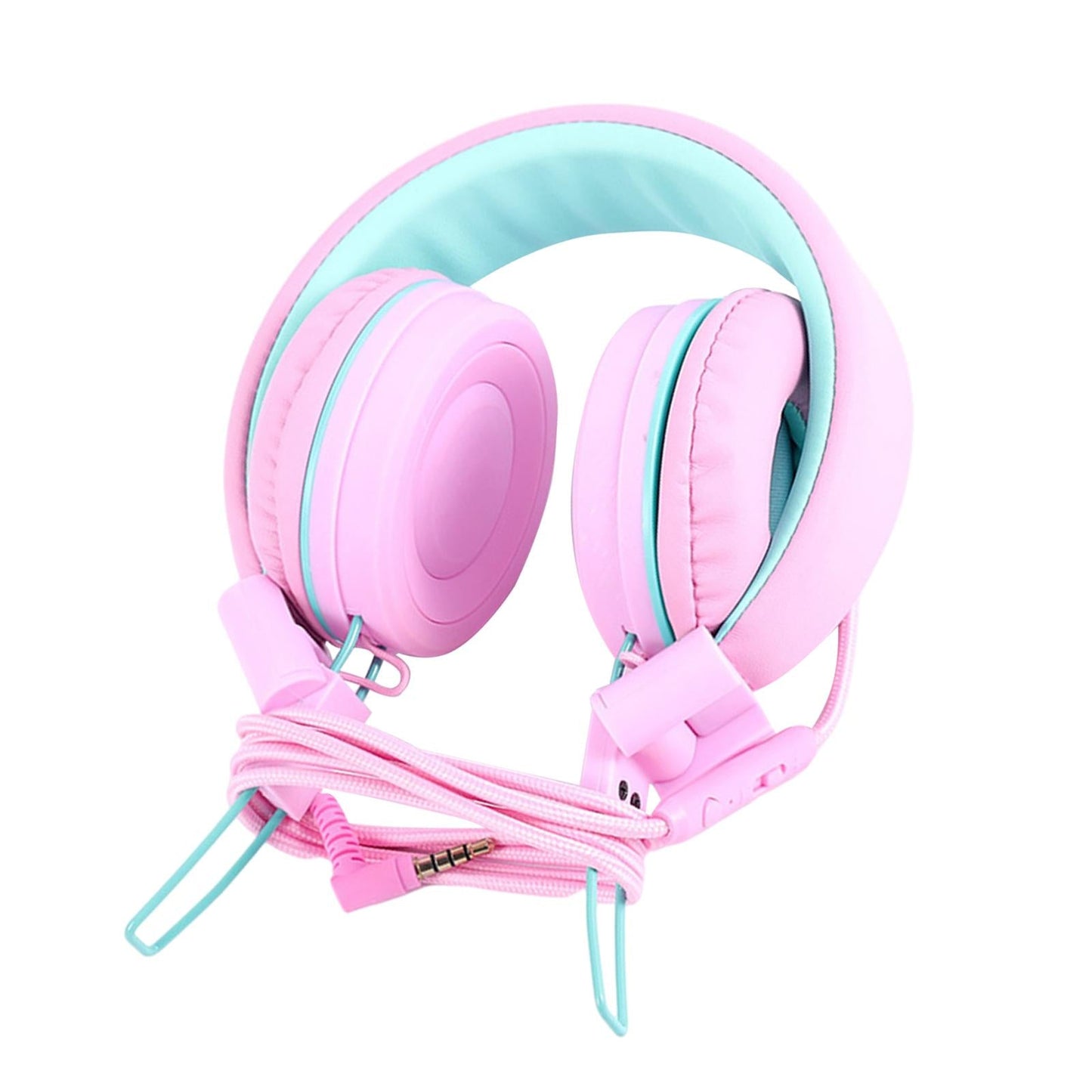 On-Ear Wired Headset Noise Cancellation 3.5mm Socket for School Travel Kids Pink