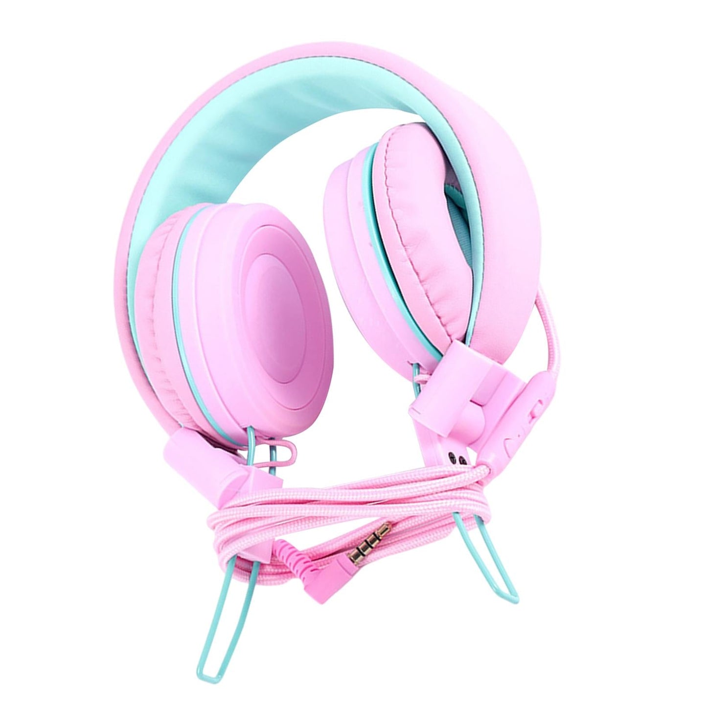 On-Ear Wired Headset Noise Cancellation 3.5mm Socket for School Travel Kids Pink