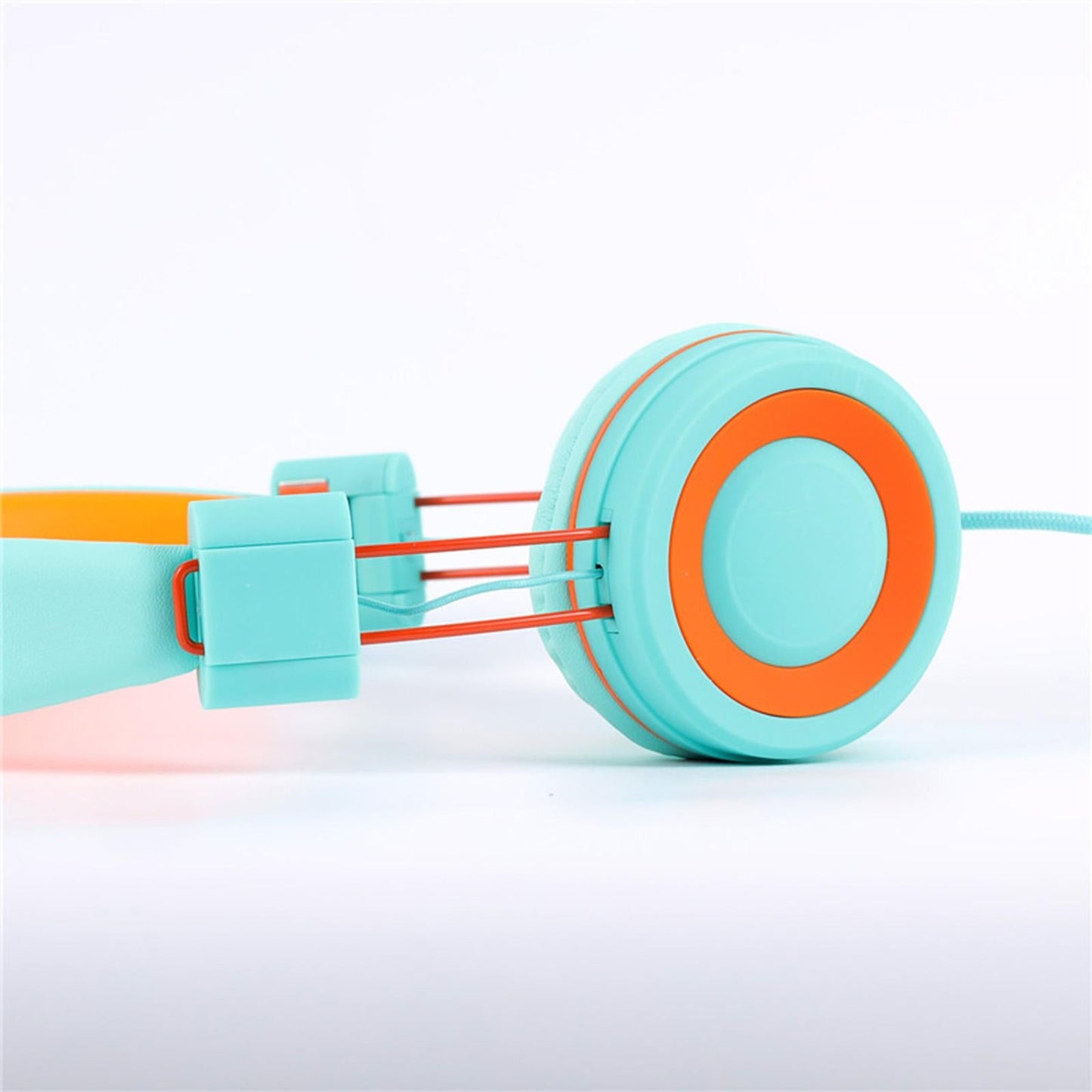 On-Ear Wired Headset Noise Cancellation 3.5mm Socket for School Travel Kids Green Orange