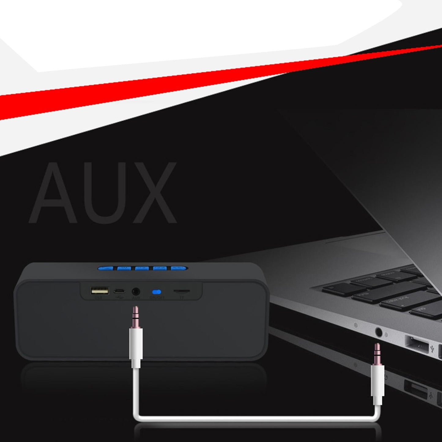 Protable Bluetooth Speaker with FM Radio USB AUX for Smartphones Black