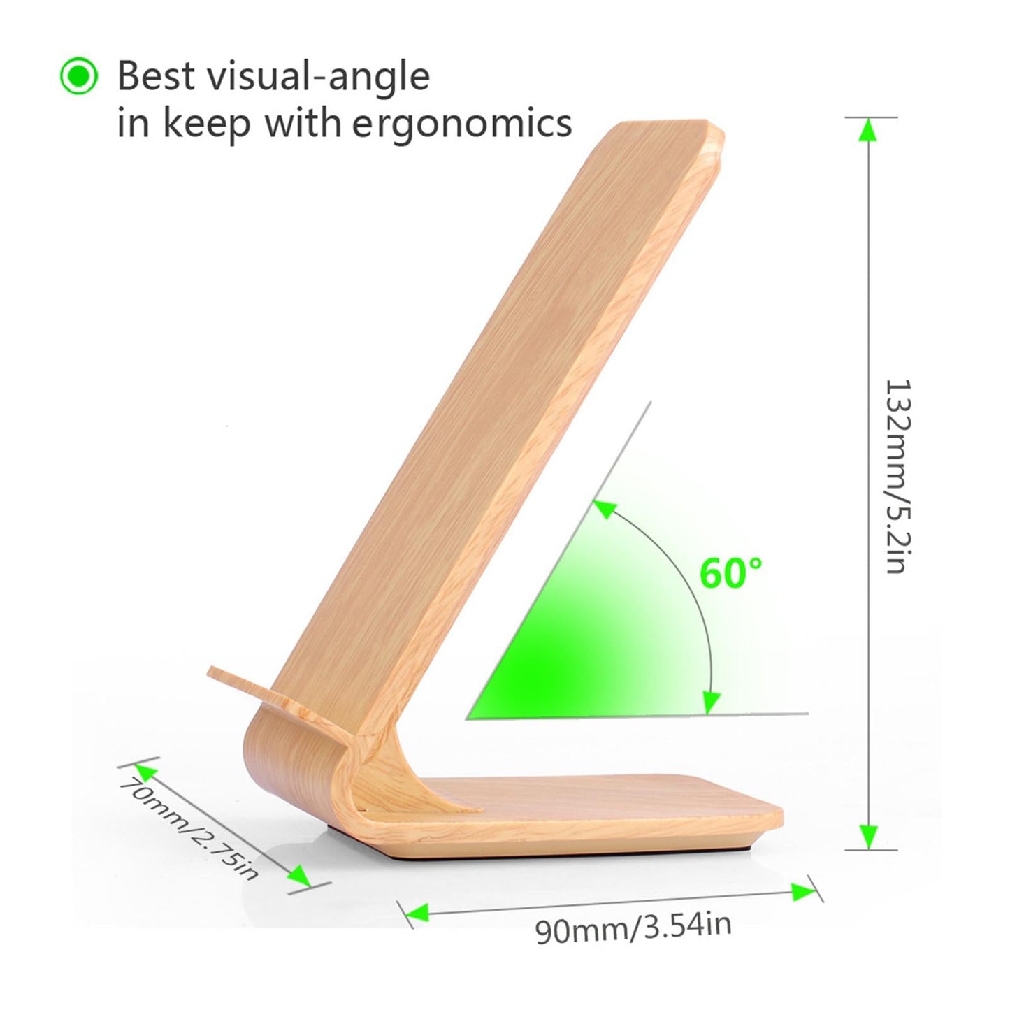 ABS Wireless Desktop Charger Quick Charge USB Cable for Mobile Phones Wooden