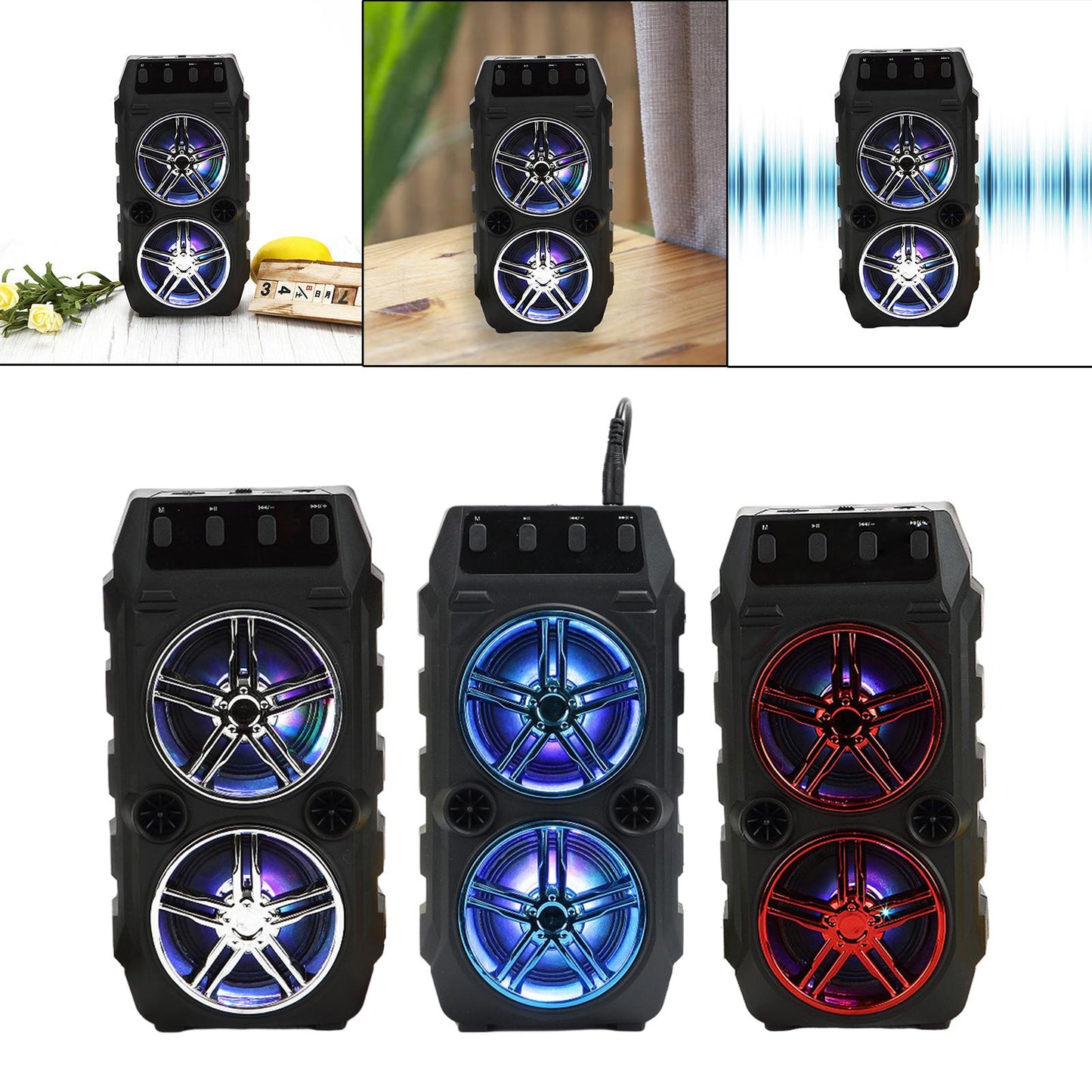 Bluetooth Karaoke Speaker USB Stereo Musical Player for Outdoor Blue