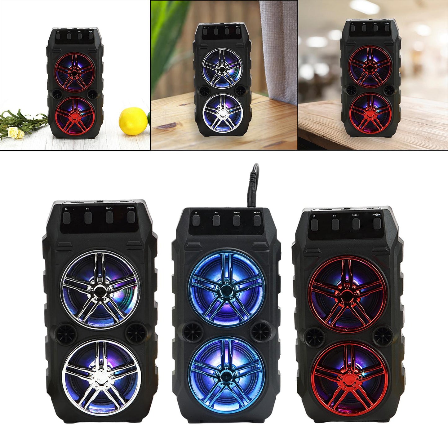 Bluetooth Karaoke Speaker USB Stereo Musical Player for Outdoor Blue