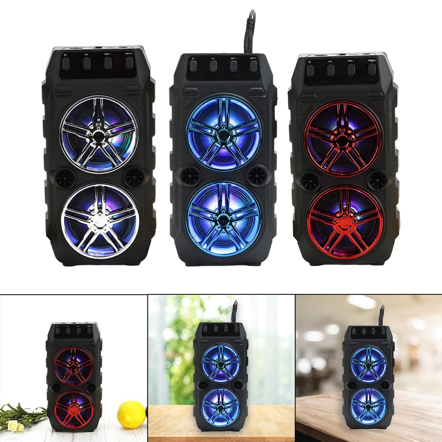 Bluetooth Karaoke Speaker USB Stereo Musical Player for Outdoor Blue