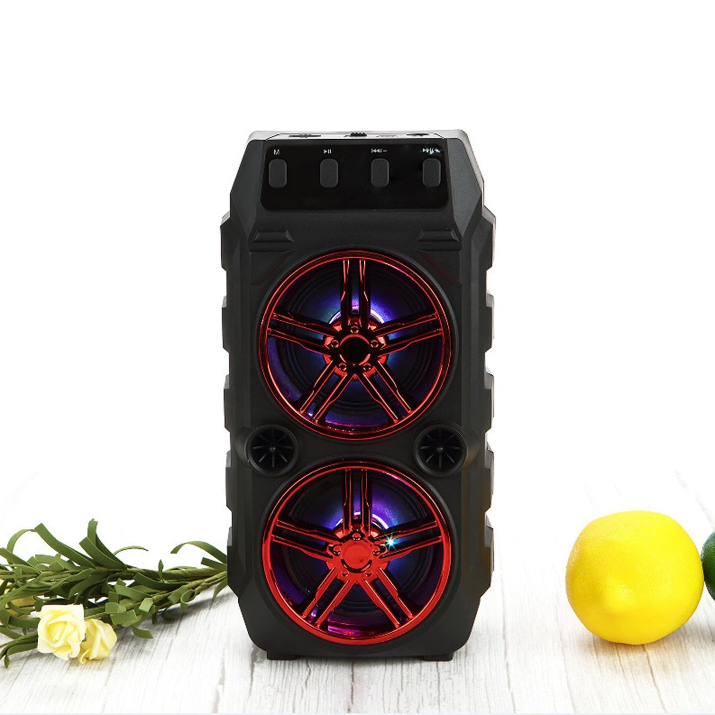 Bluetooth Karaoke Speaker USB Stereo Musical Player for Outdoor Red