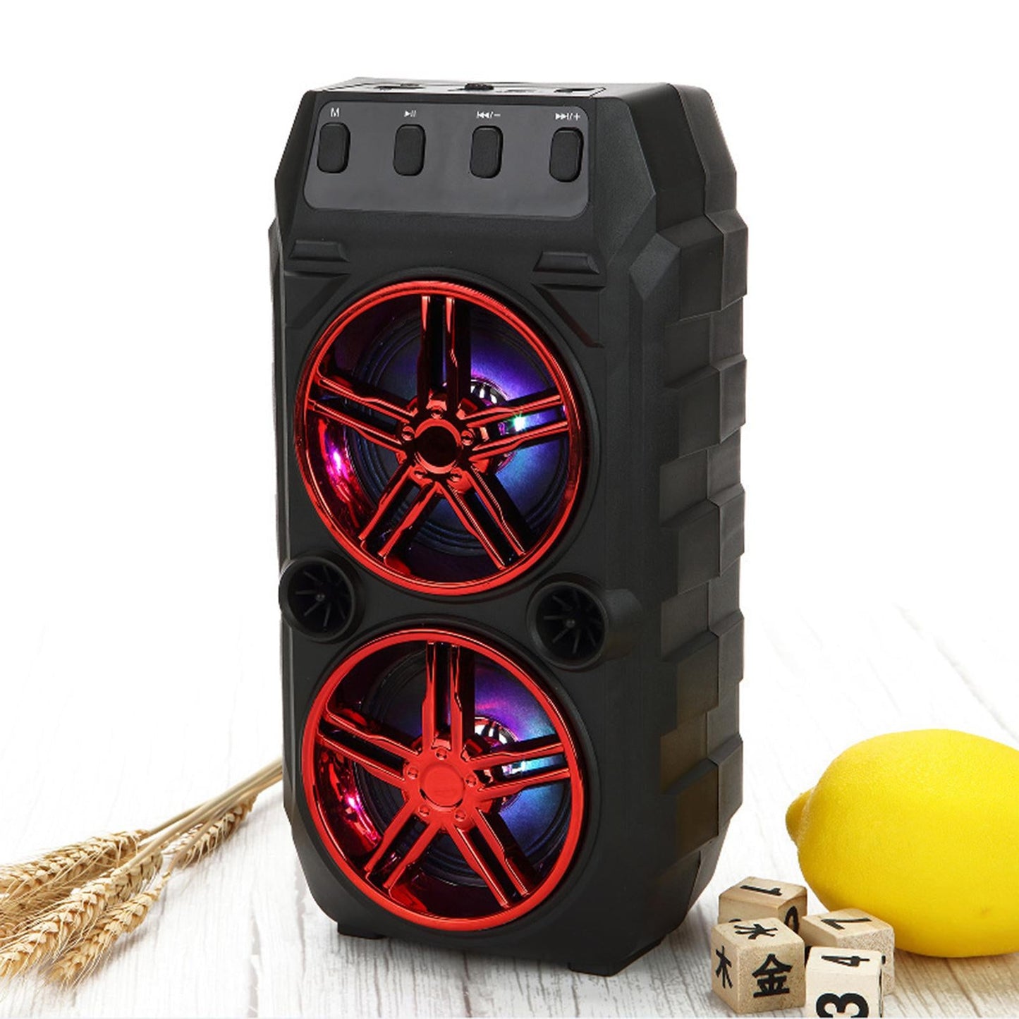 Bluetooth Karaoke Speaker USB Stereo Musical Player for Outdoor Red
