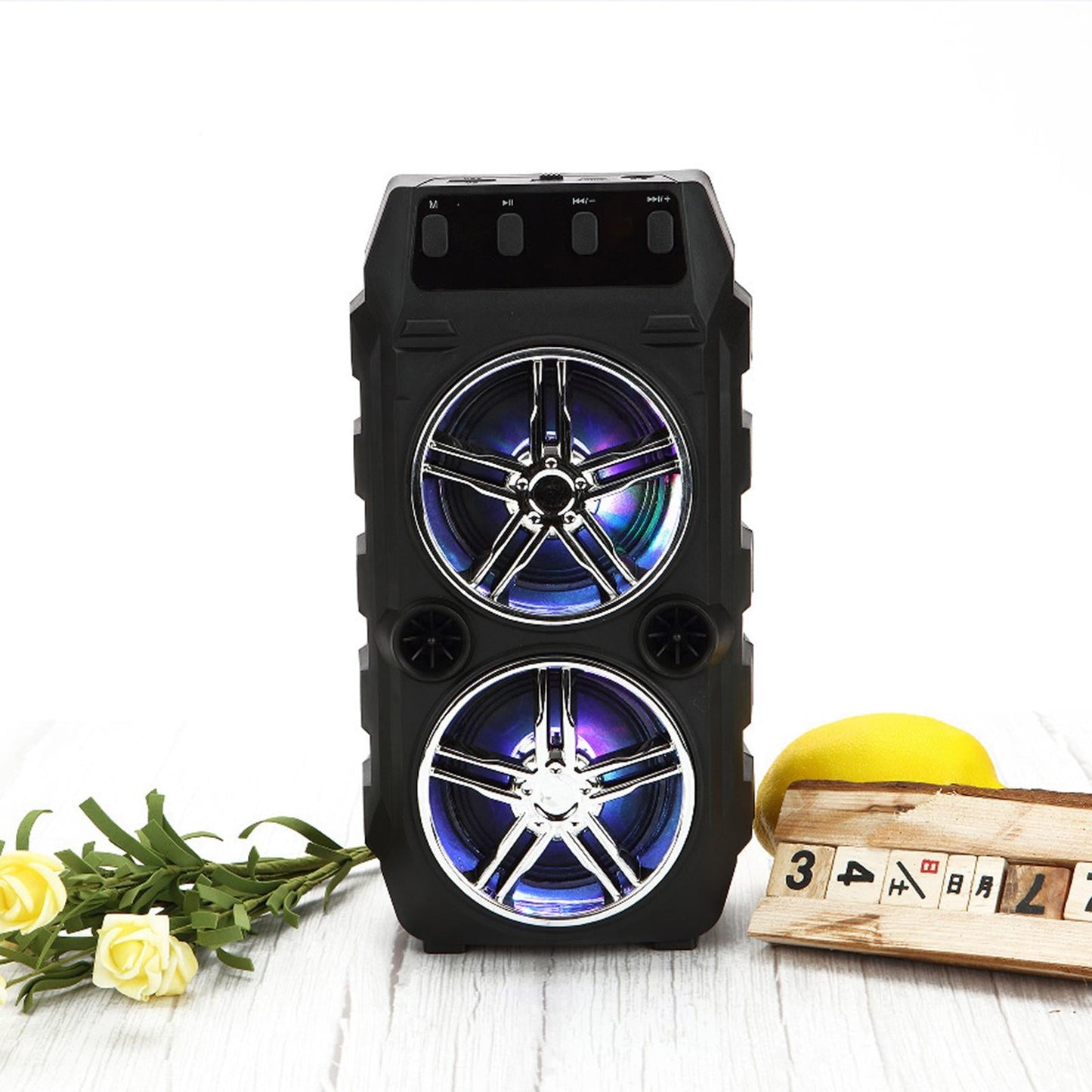 Bluetooth Karaoke Speaker USB Stereo Musical Player for Outdoor Silver Gray