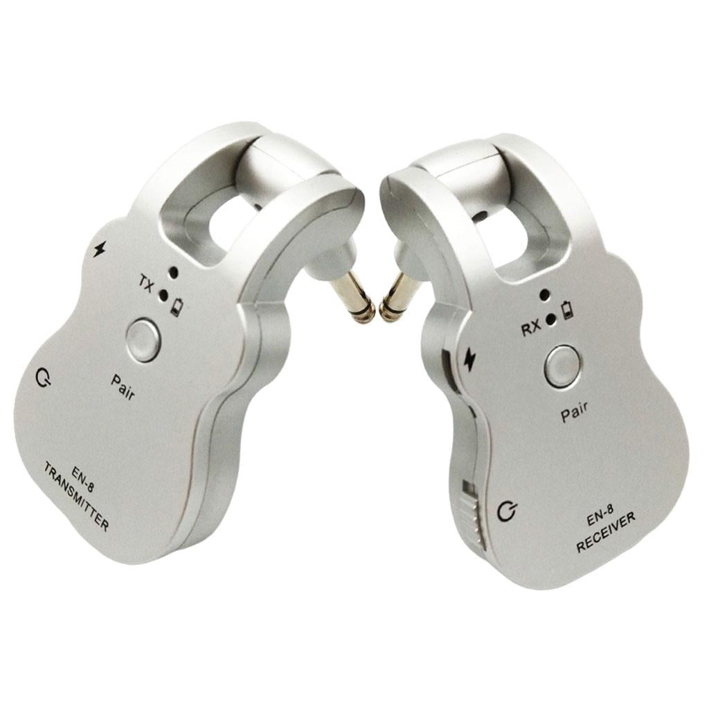 Guitar Wireless Audio Transmitter System Musical Instrument Pickup Silver