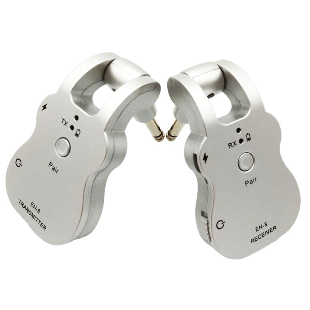 Guitar Wireless Audio Transmitter System Musical Instrument Pickup Silver