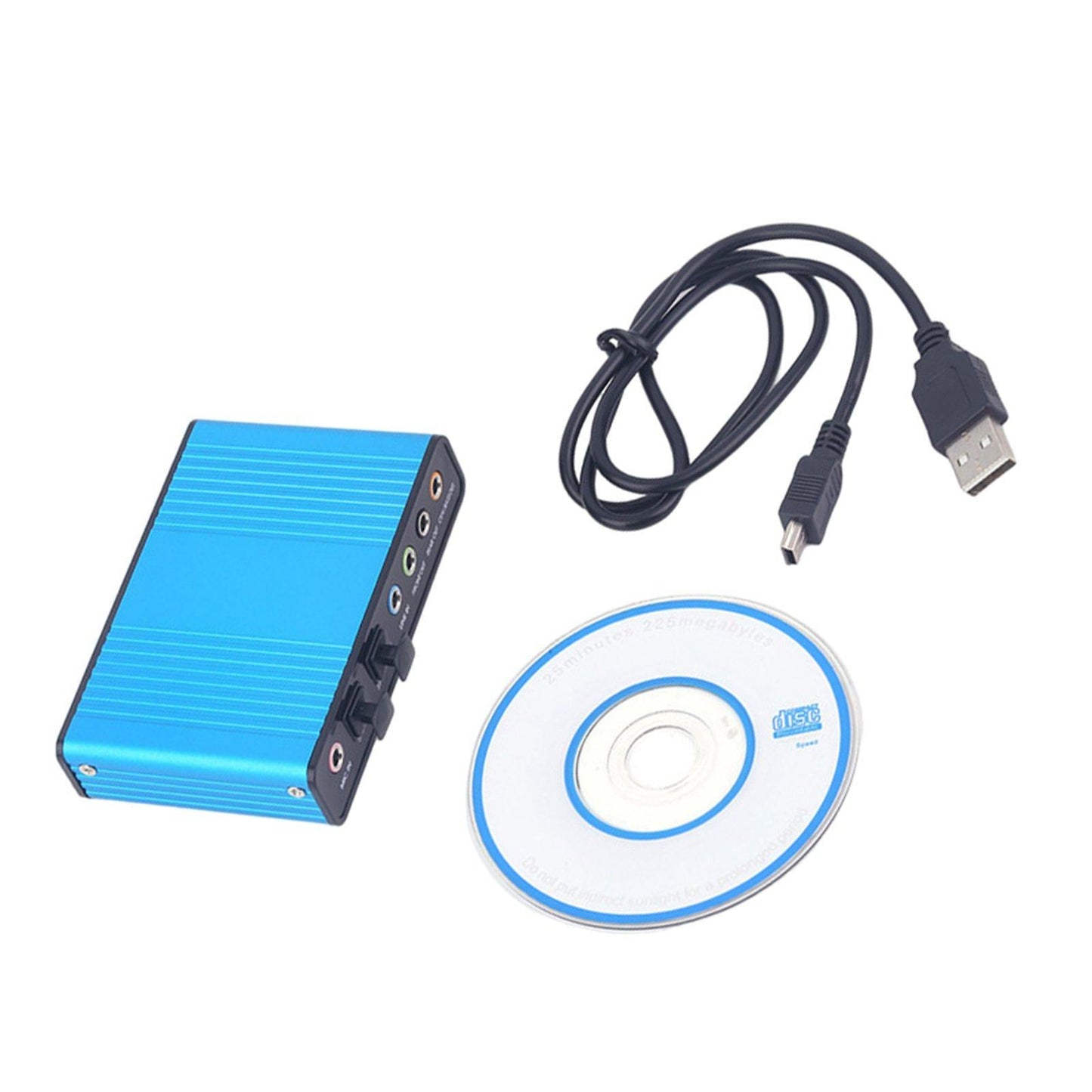 Sound Card 4 Channel 32KHz 48KHz Stereo 5.1 Audio USB 2.0 for Laptop blue