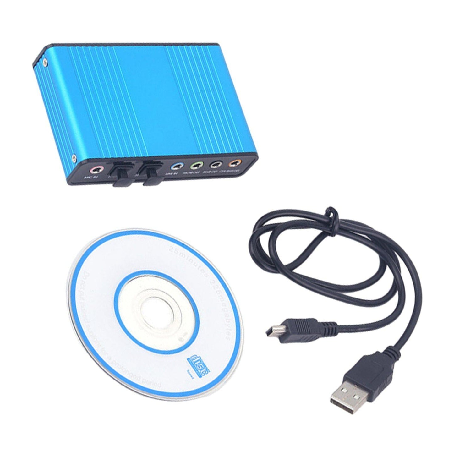 Sound Card 4 Channel 32KHz 48KHz Stereo 5.1 Audio USB 2.0 for Laptop blue