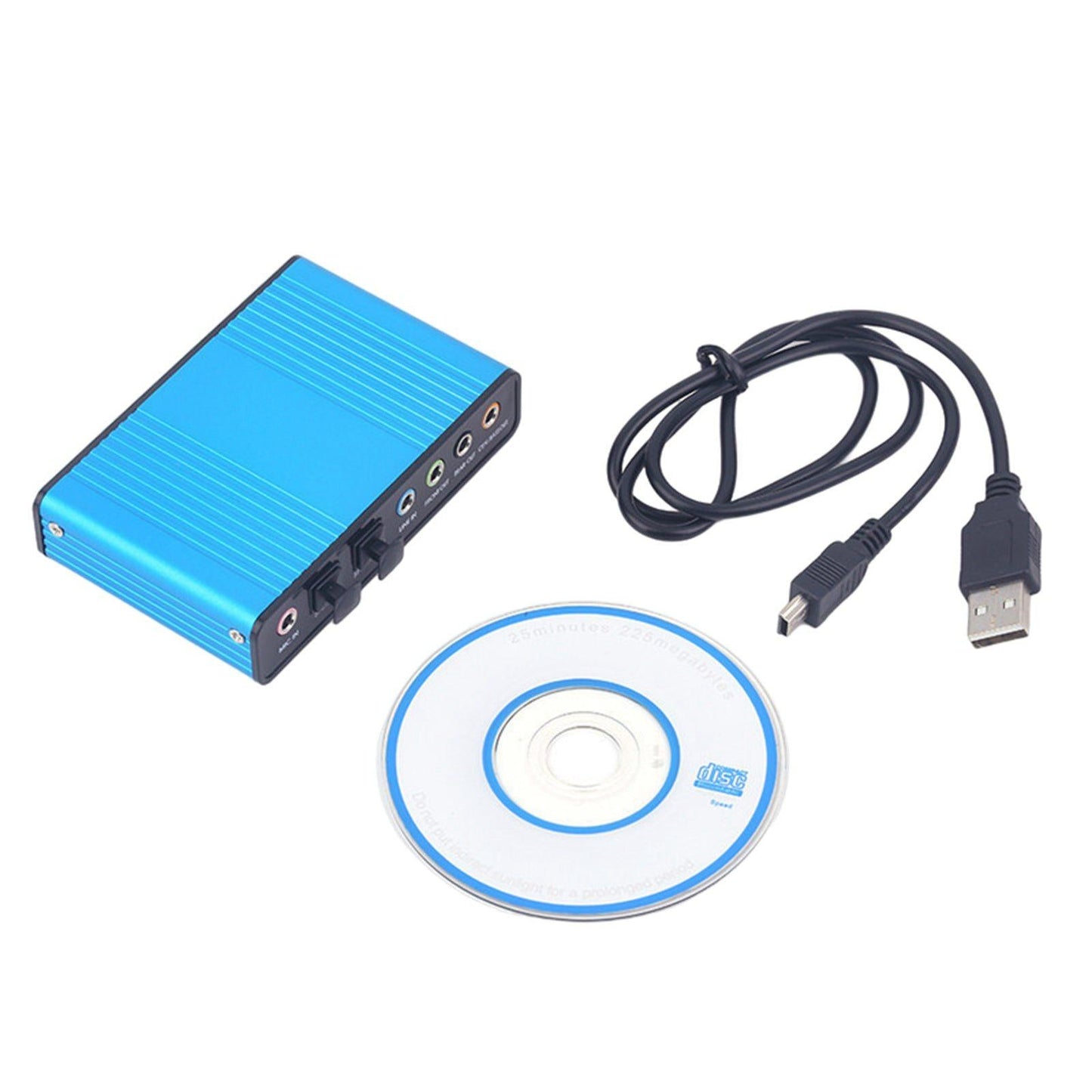 Sound Card 4 Channel 32KHz 48KHz Stereo 5.1 Audio USB 2.0 for Laptop blue