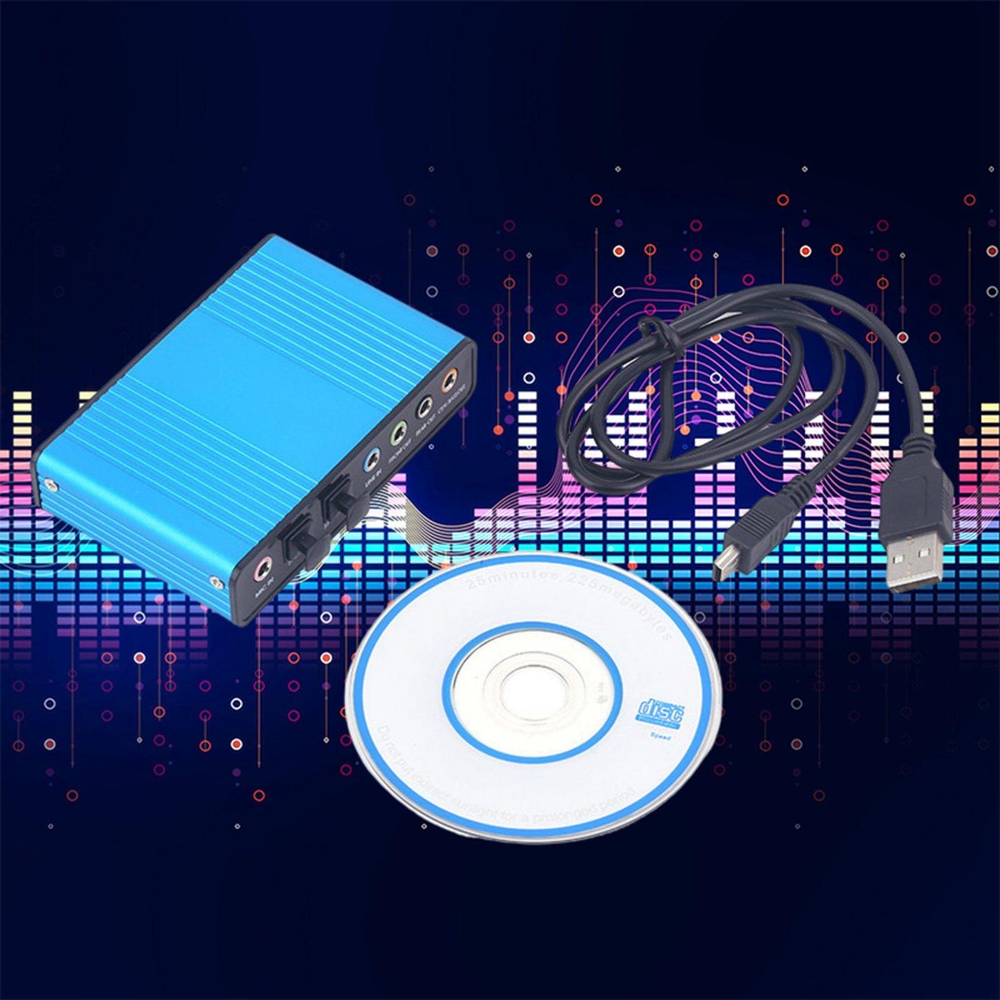 Sound Card 4 Channel 32KHz 48KHz Stereo 5.1 Audio USB 2.0 for Laptop blue