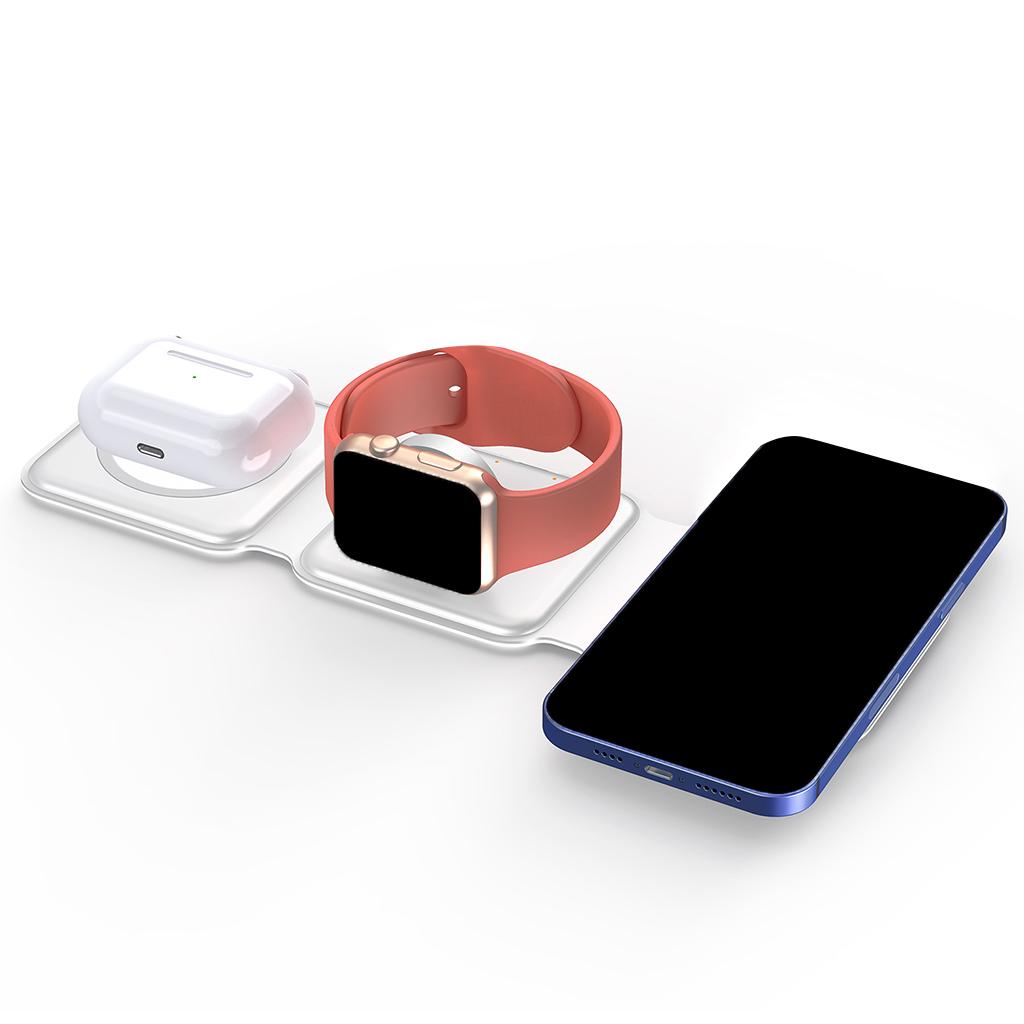 Wireless Charger 3 in 1 Charging Dock Station for AirPods i Phone White