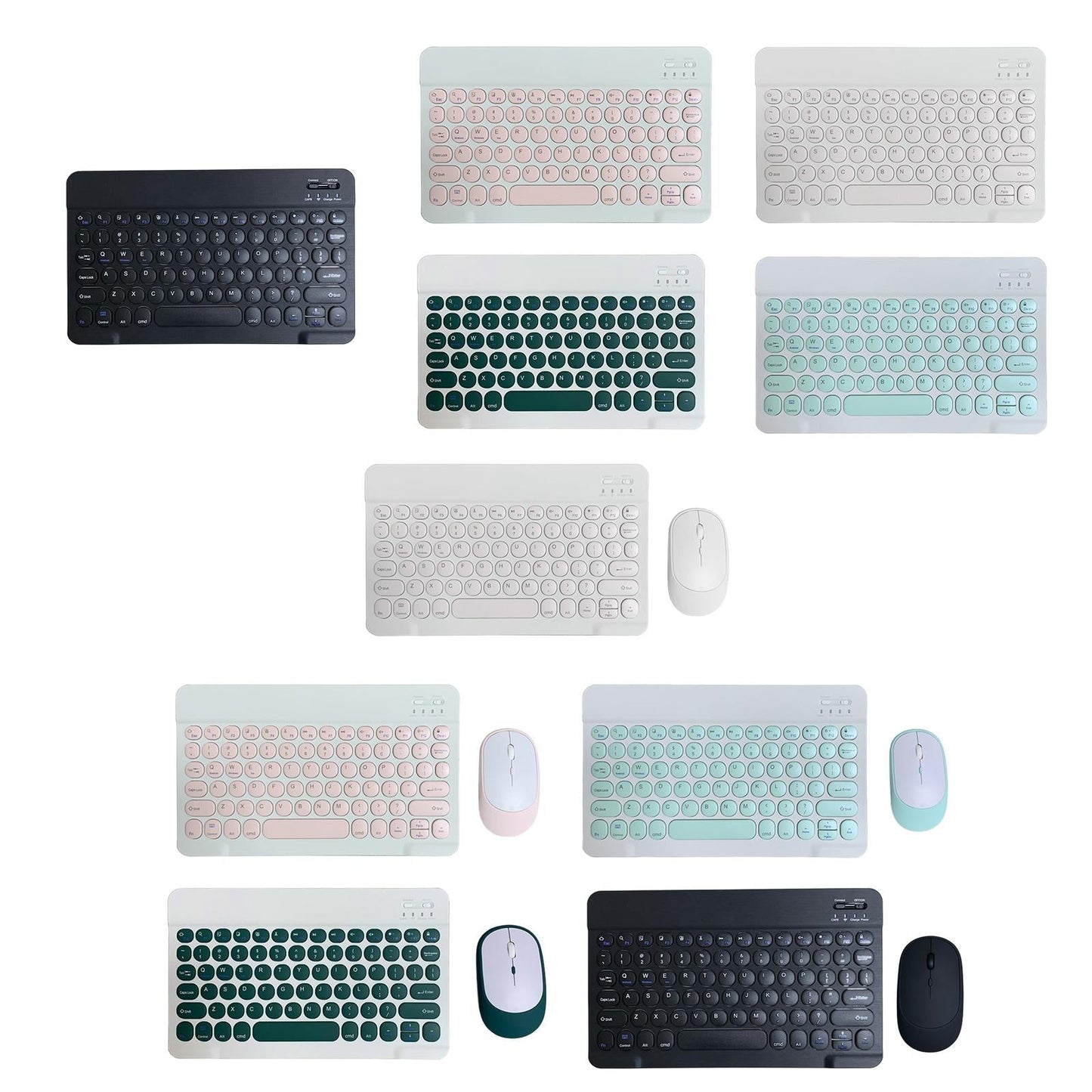 Round Keycap Wireless Bluetooth Keyboard for Phones Laptop Blue