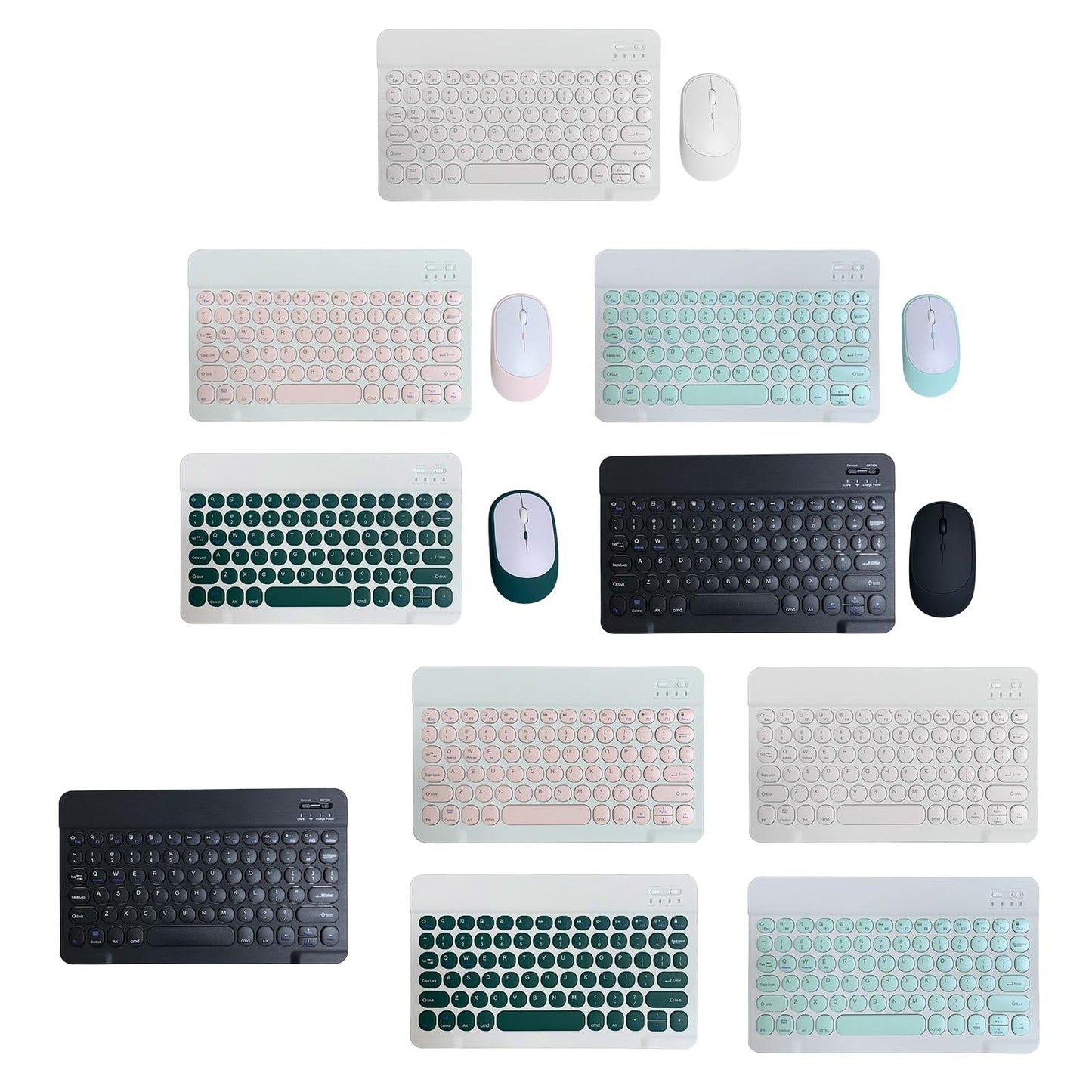 Round Keycap Wireless Bluetooth Keyboard for Phones Laptop Blue