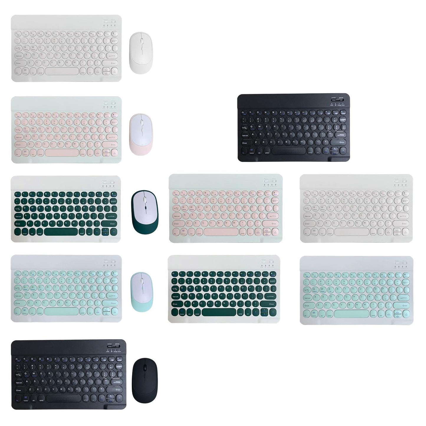 Round Keycap Wireless Bluetooth Keyboard for Phones Laptop Blue