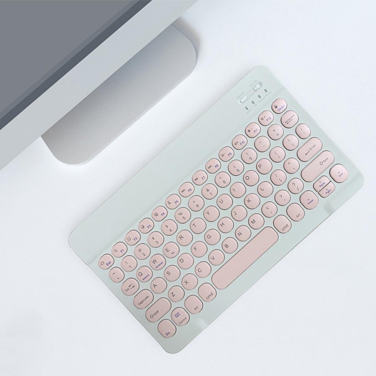 Round Keycap Wireless Bluetooth Keyboard for Phones Laptop Pink