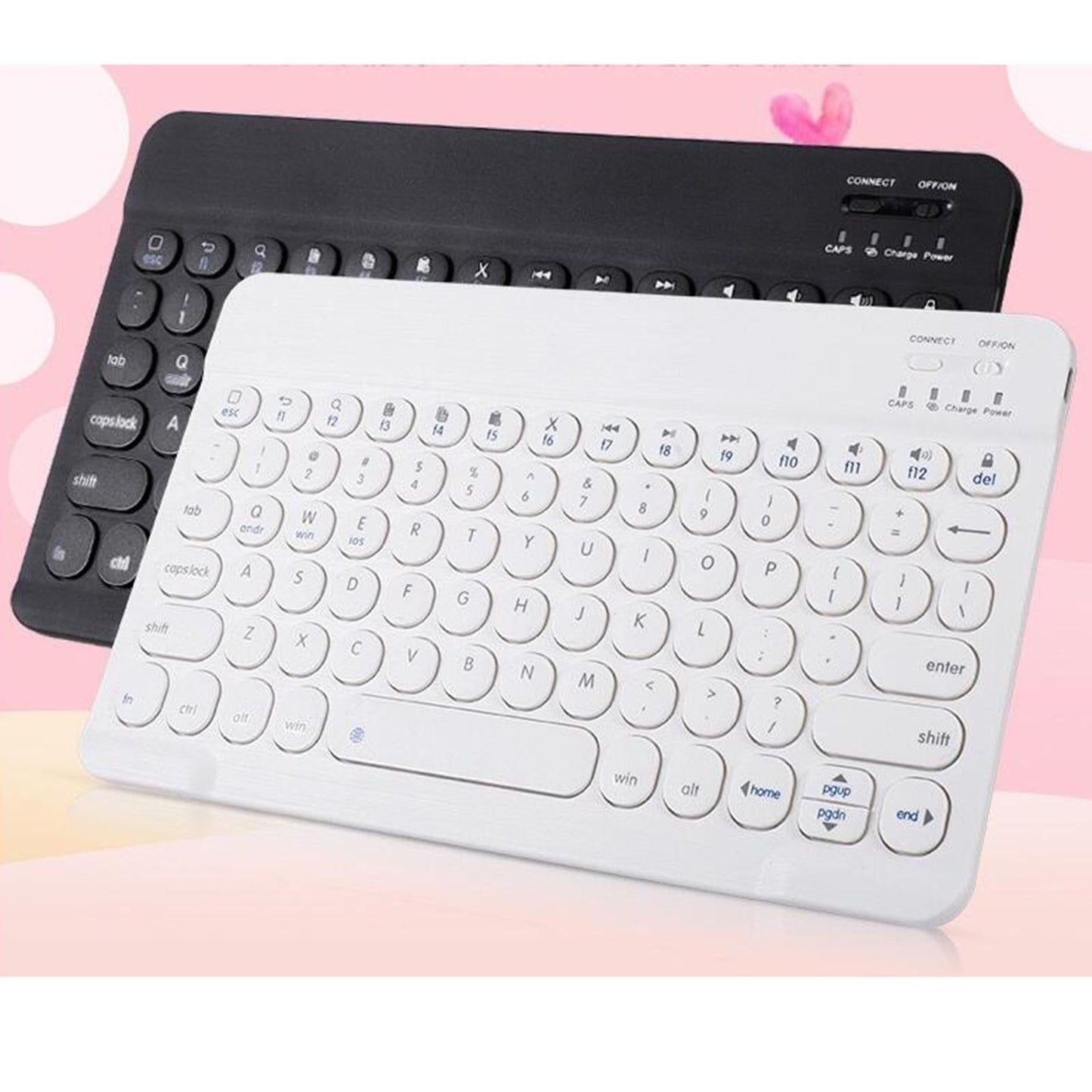 Round Keycap Wireless Bluetooth Keyboard for Phones Laptop Black