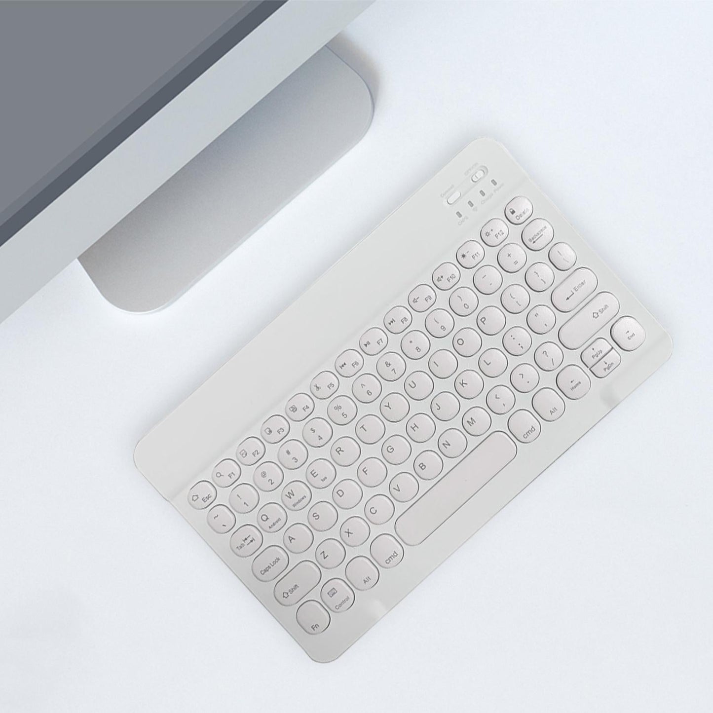 Round Keycap Wireless Bluetooth Keyboard for Phones Laptop White