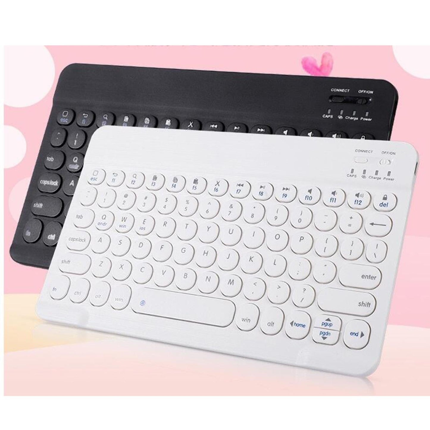 Round Keycap Wireless Bluetooth Keyboard for Phones Laptop White
