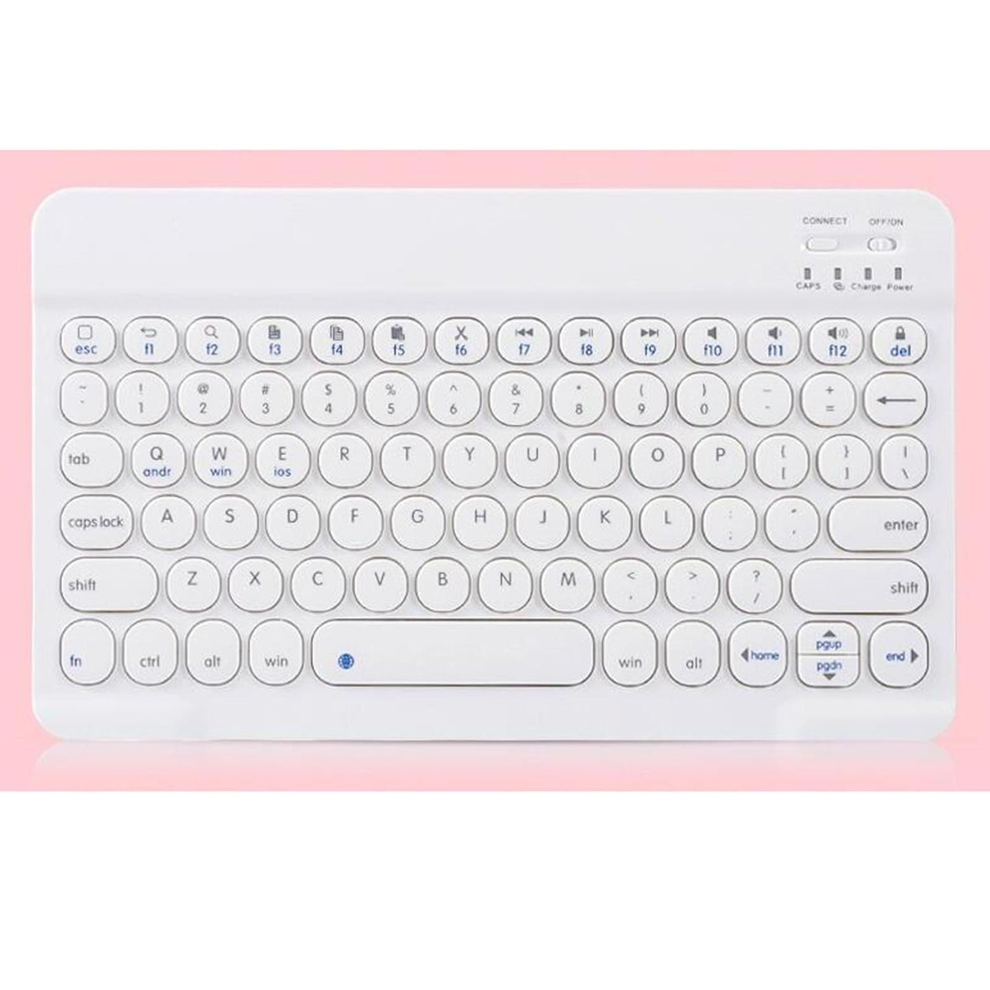 Round Keycap Wireless Bluetooth Keyboard for Phones Laptop White