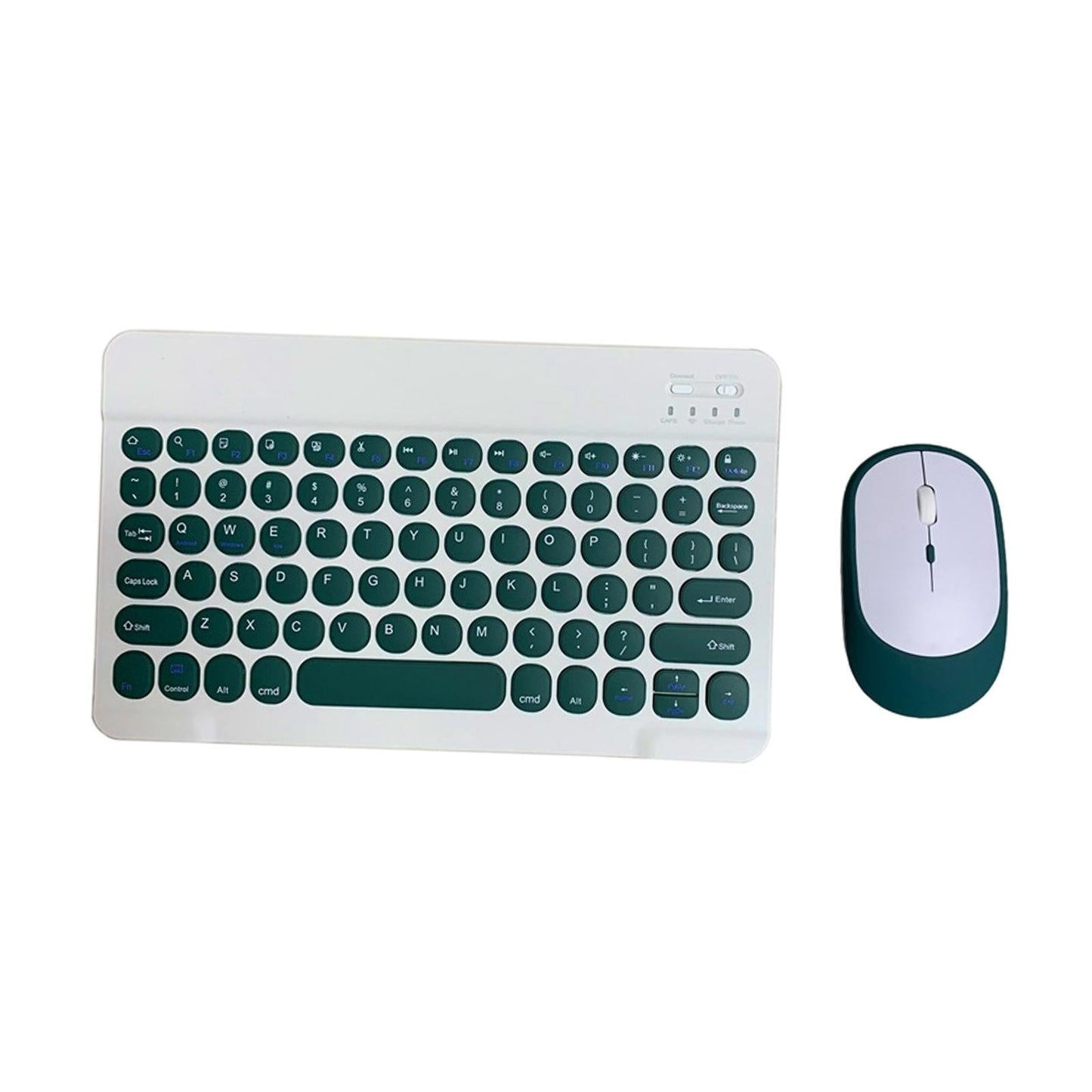 Round Keycap Wireless Bluetooth Keyboard for Phones Laptop Blue with Mouse