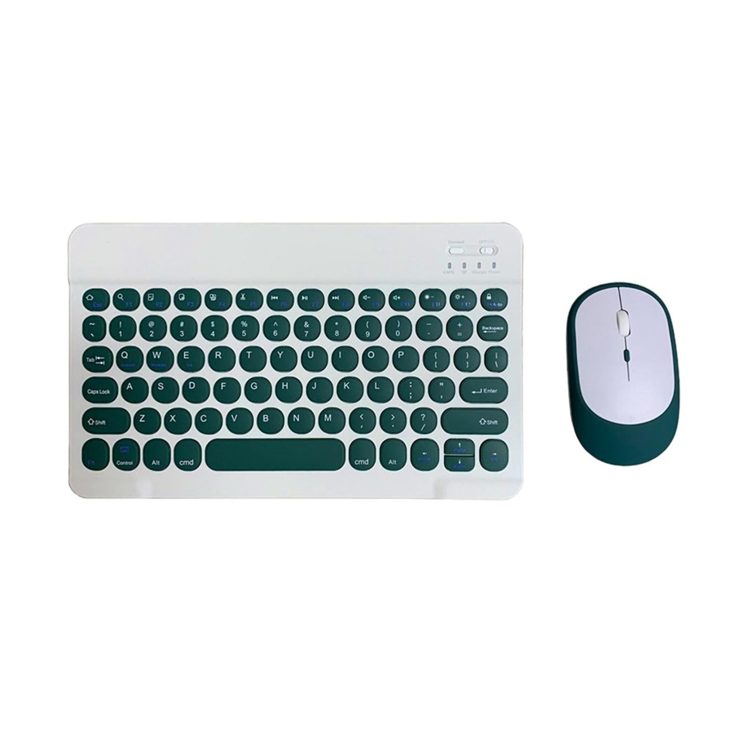 Round Keycap Wireless Bluetooth Keyboard for Phones Laptop Blue with Mouse