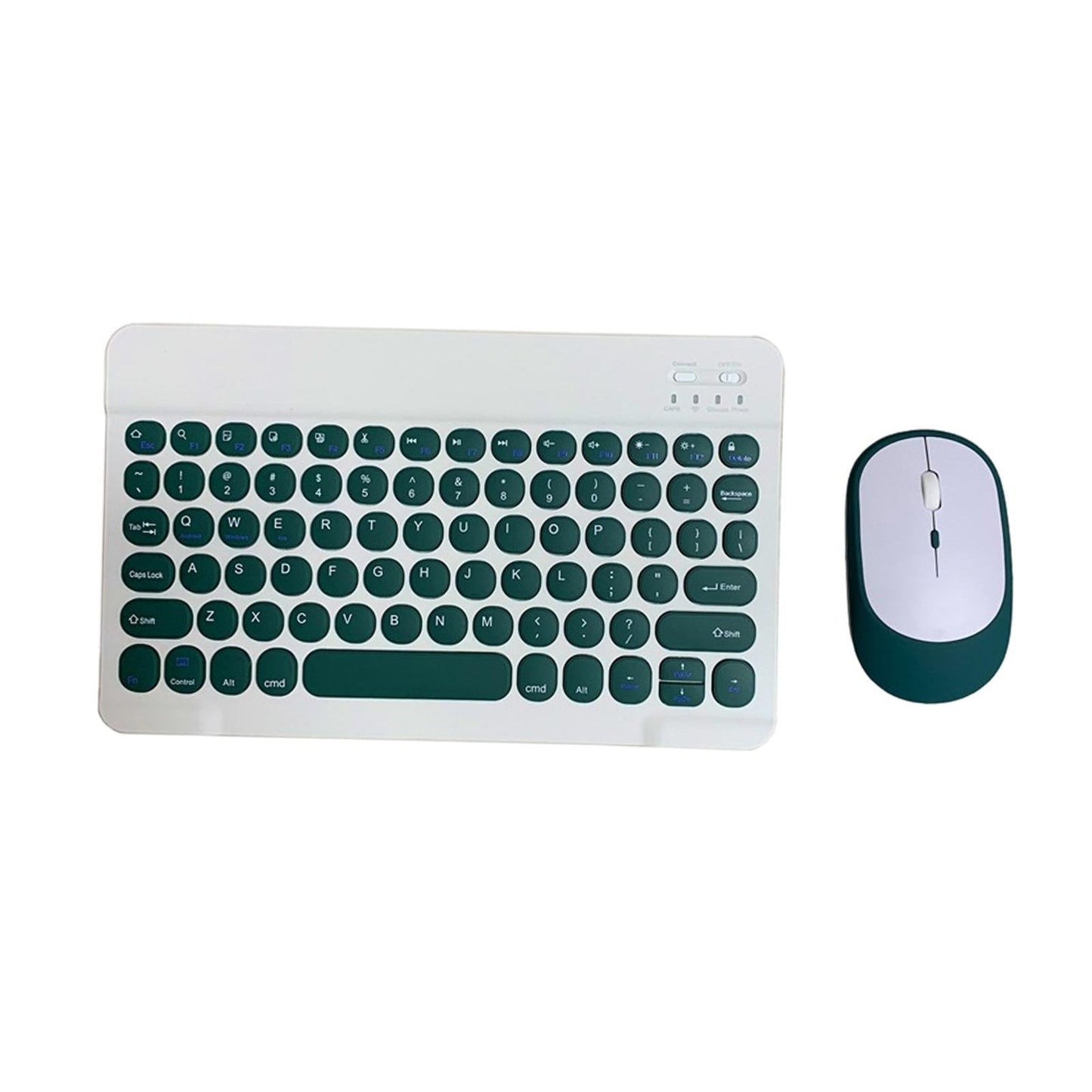 Round Keycap Wireless Bluetooth Keyboard for Phones Laptop Blue with Mouse