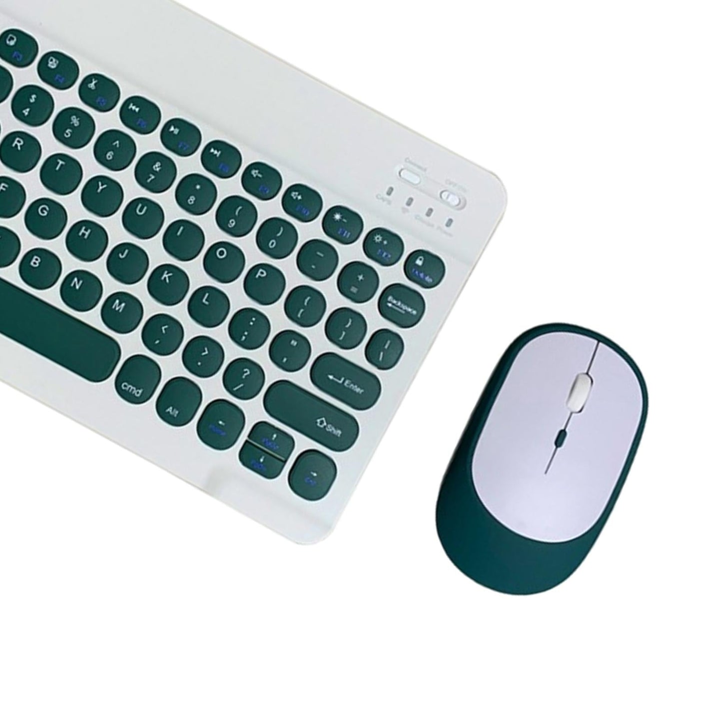 Round Keycap Wireless Bluetooth Keyboard for Phones Laptop Blue with Mouse