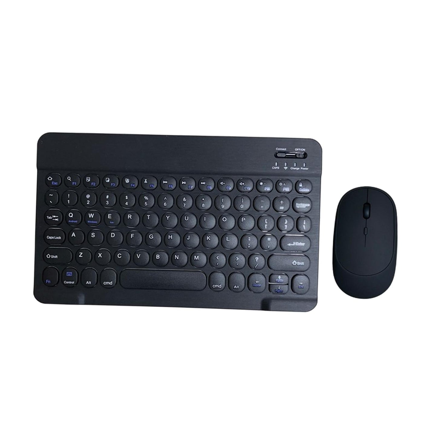 Round Keycap Wireless Bluetooth Keyboard for Phones Laptop Black with Mouse