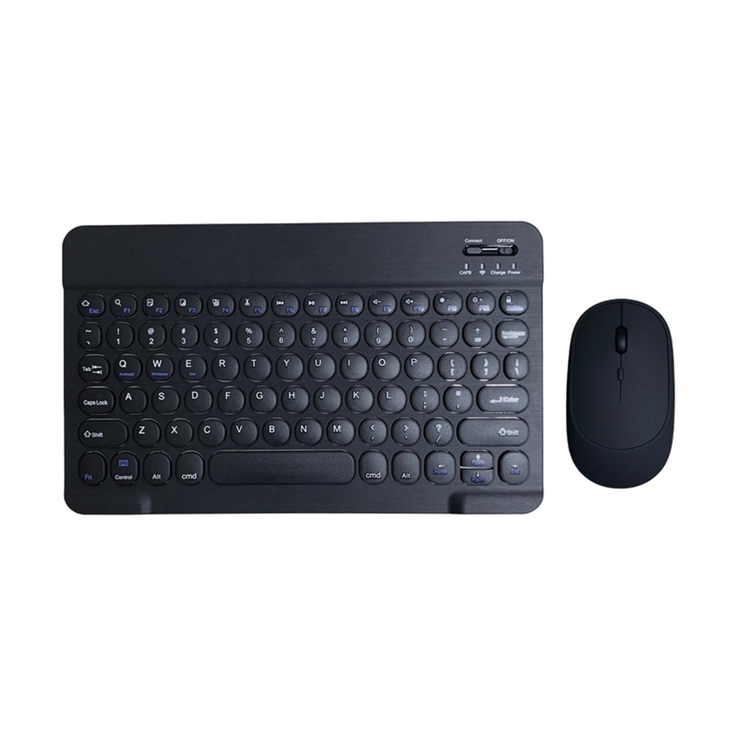 Round Keycap Wireless Bluetooth Keyboard for Phones Laptop Black with Mouse