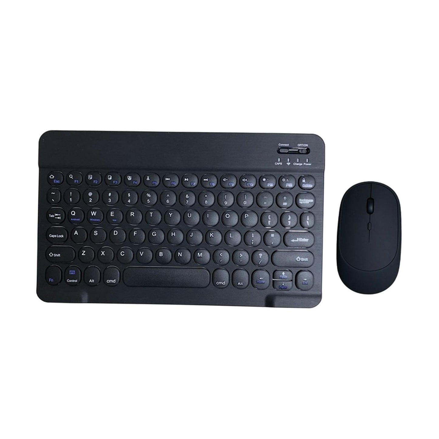 Round Keycap Wireless Bluetooth Keyboard for Phones Laptop Black with Mouse