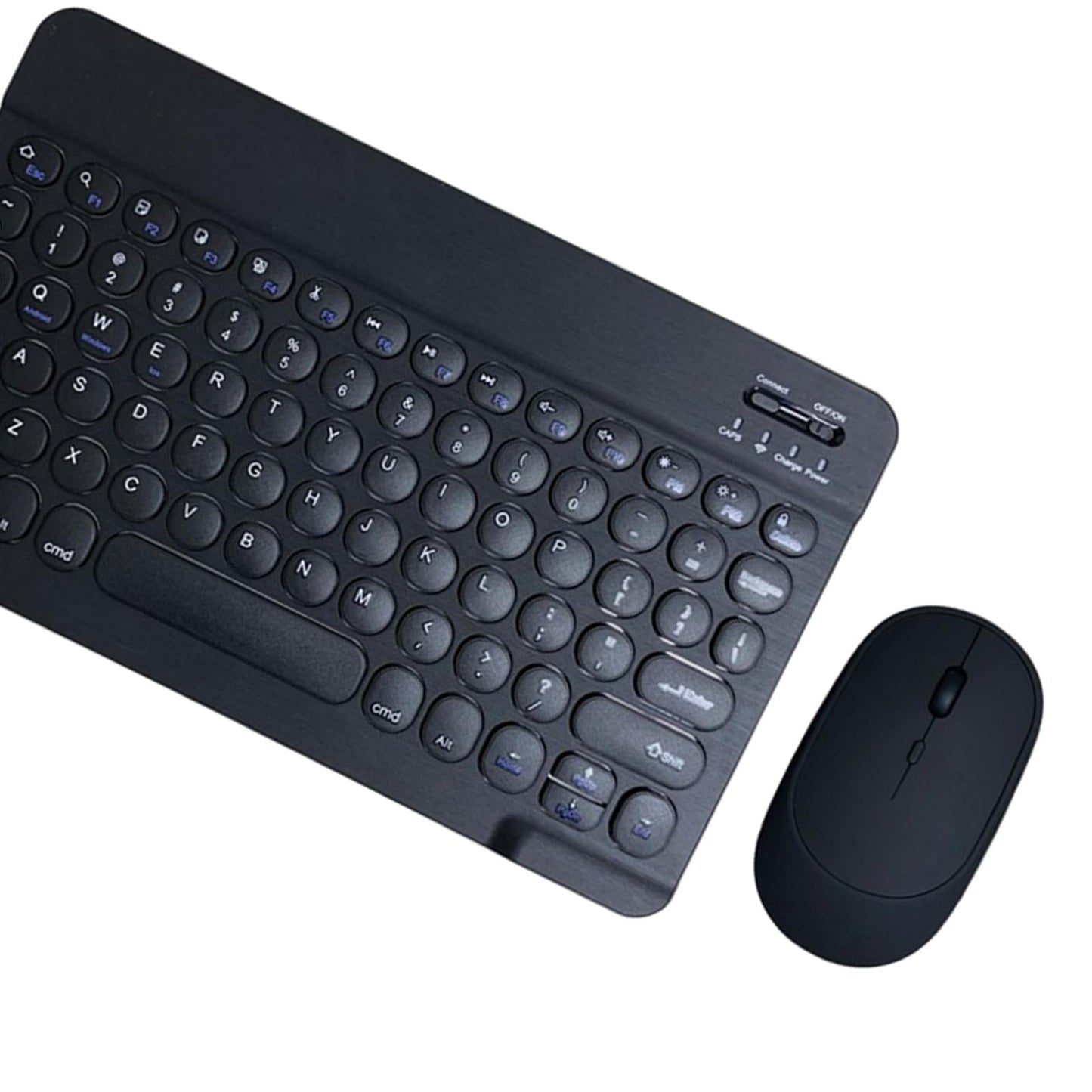 Round Keycap Wireless Bluetooth Keyboard for Phones Laptop Black with Mouse