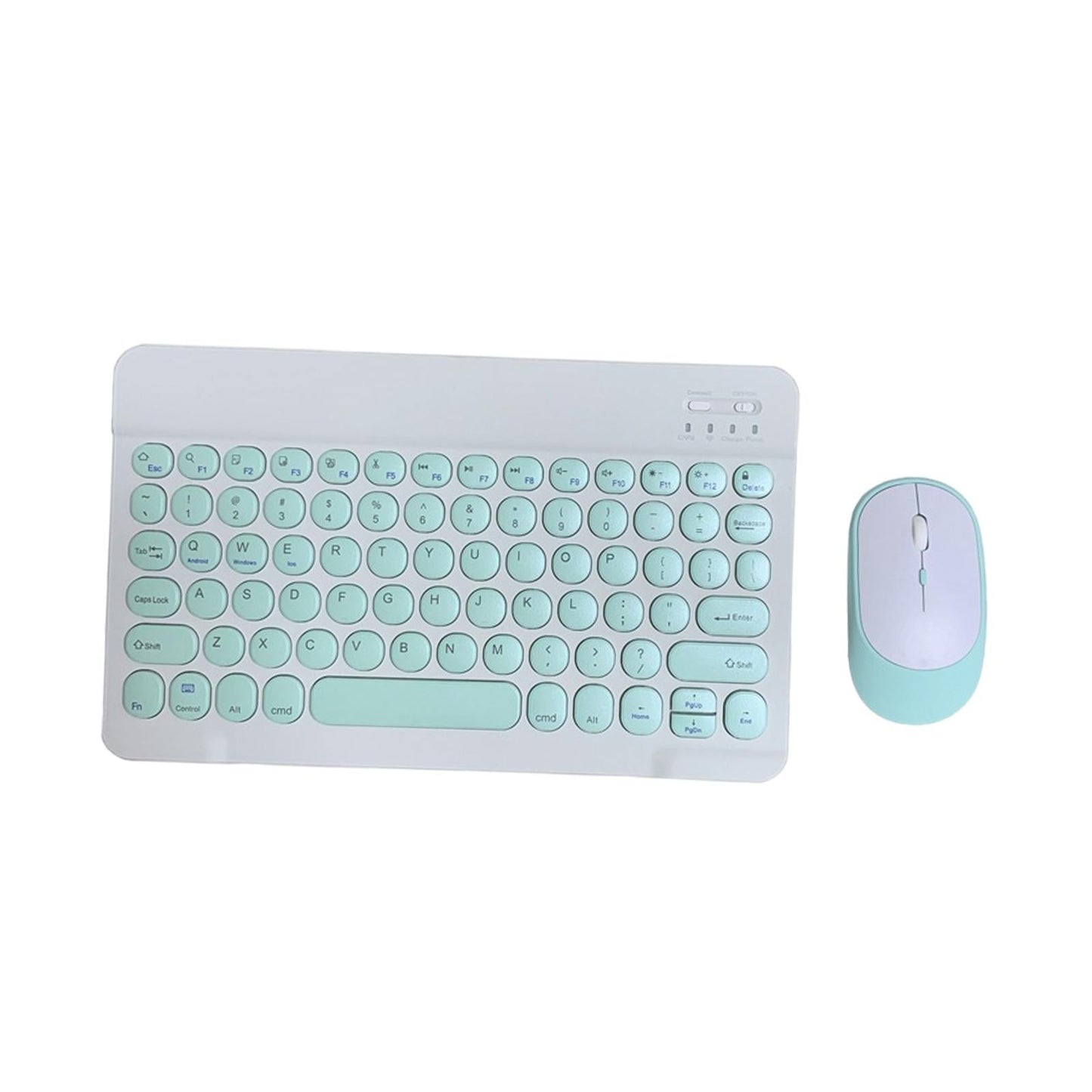 Round Keycap Wireless Bluetooth Keyboard for Phones Laptop Green with Mouse