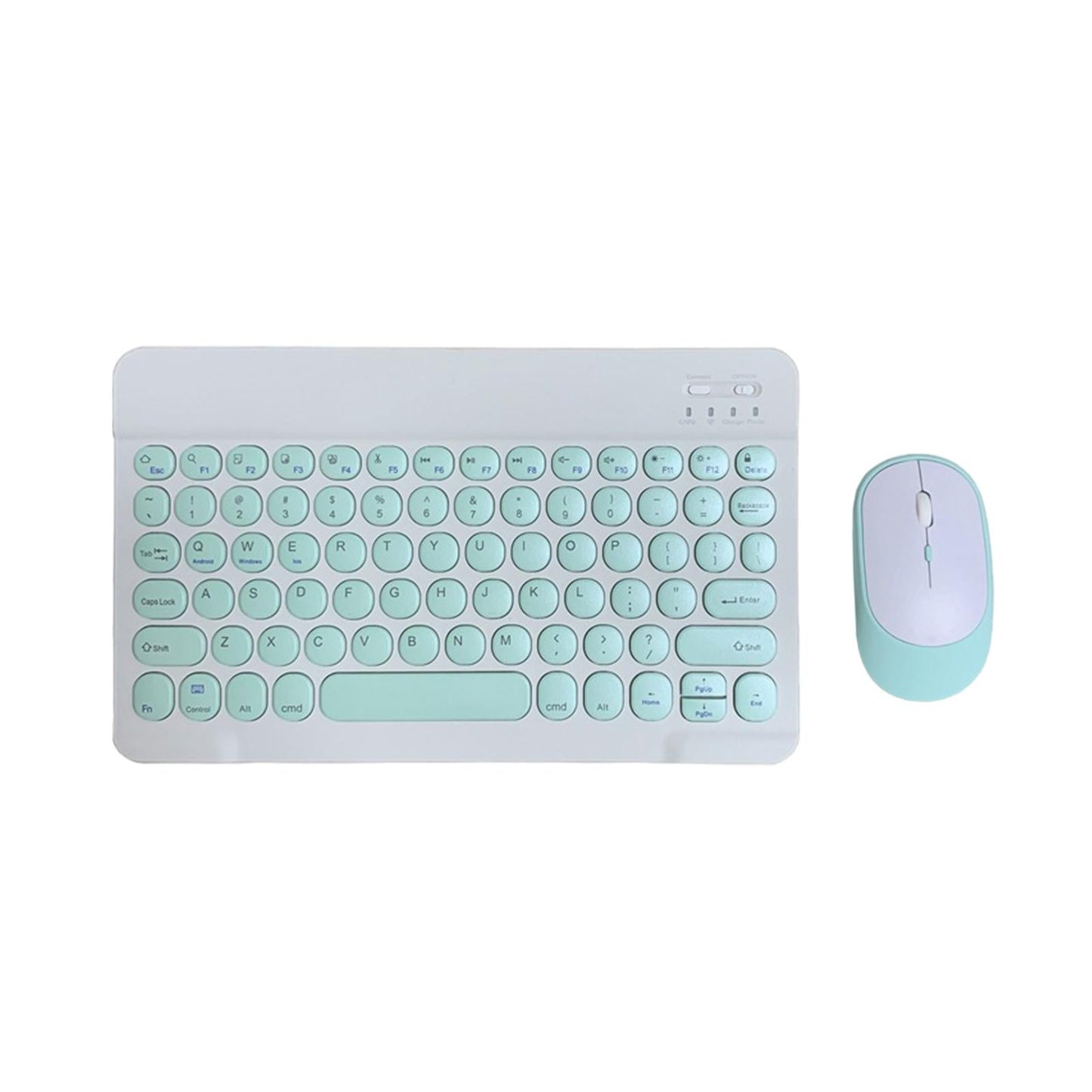 Round Keycap Wireless Bluetooth Keyboard for Phones Laptop Green with Mouse