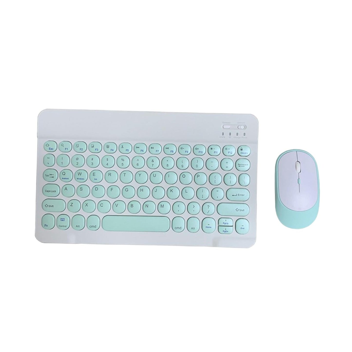 Round Keycap Wireless Bluetooth Keyboard for Phones Laptop Green with Mouse