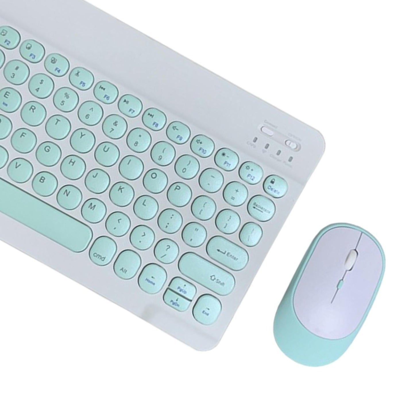 Round Keycap Wireless Bluetooth Keyboard for Phones Laptop Green with Mouse