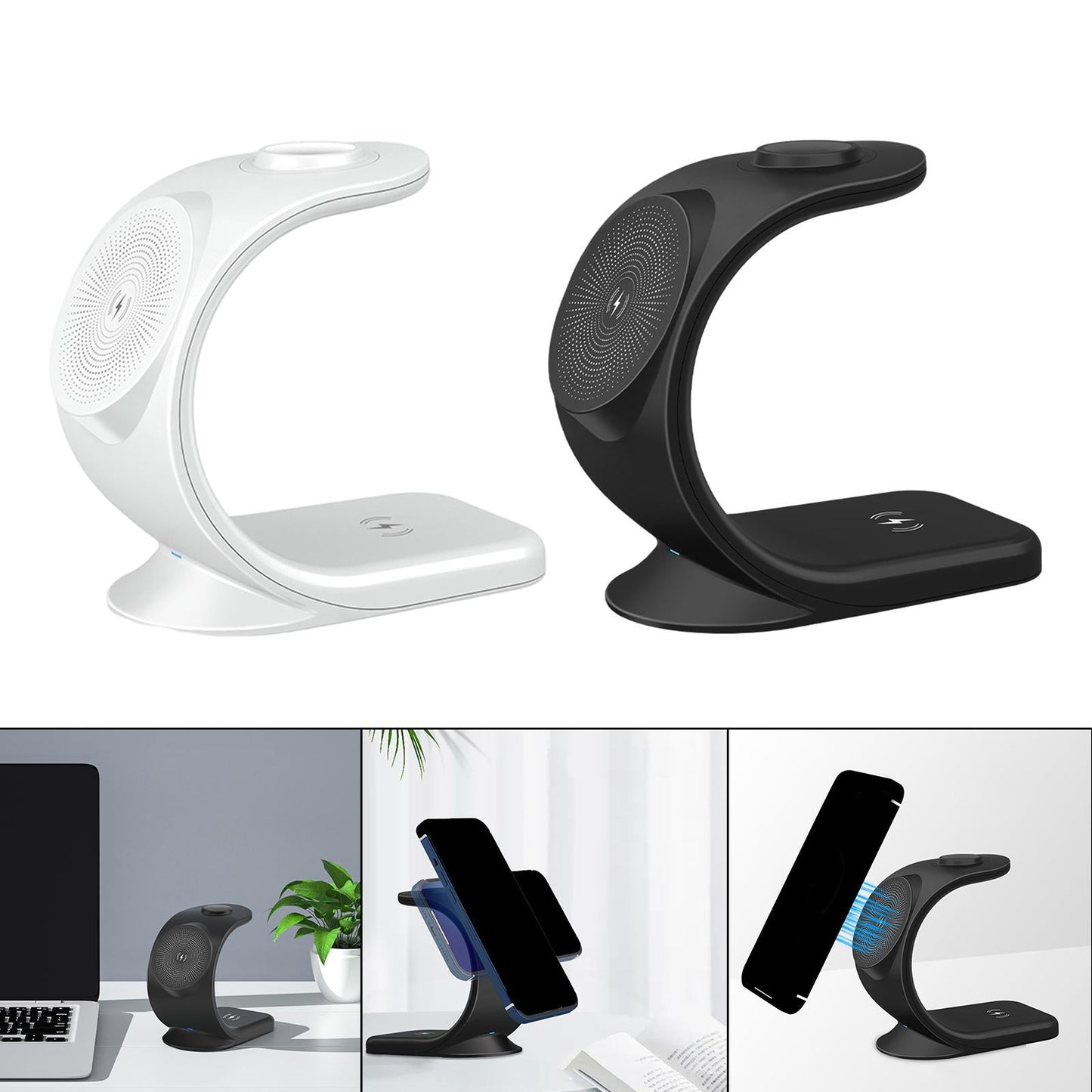 3 in 1 Wireless Magnetic Charger for Earphones 12 Max Pro 11/x/xr iwatch White