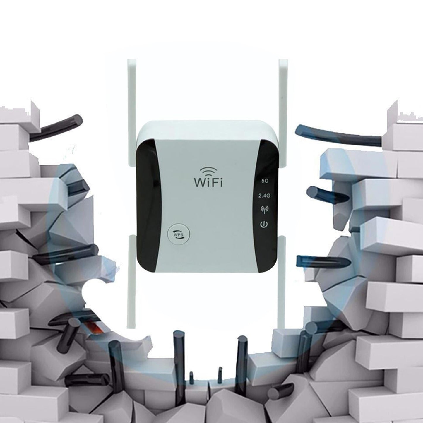 1200Mbps WiFi Extender Repeater 5G 2.4G Dual Band for Home white