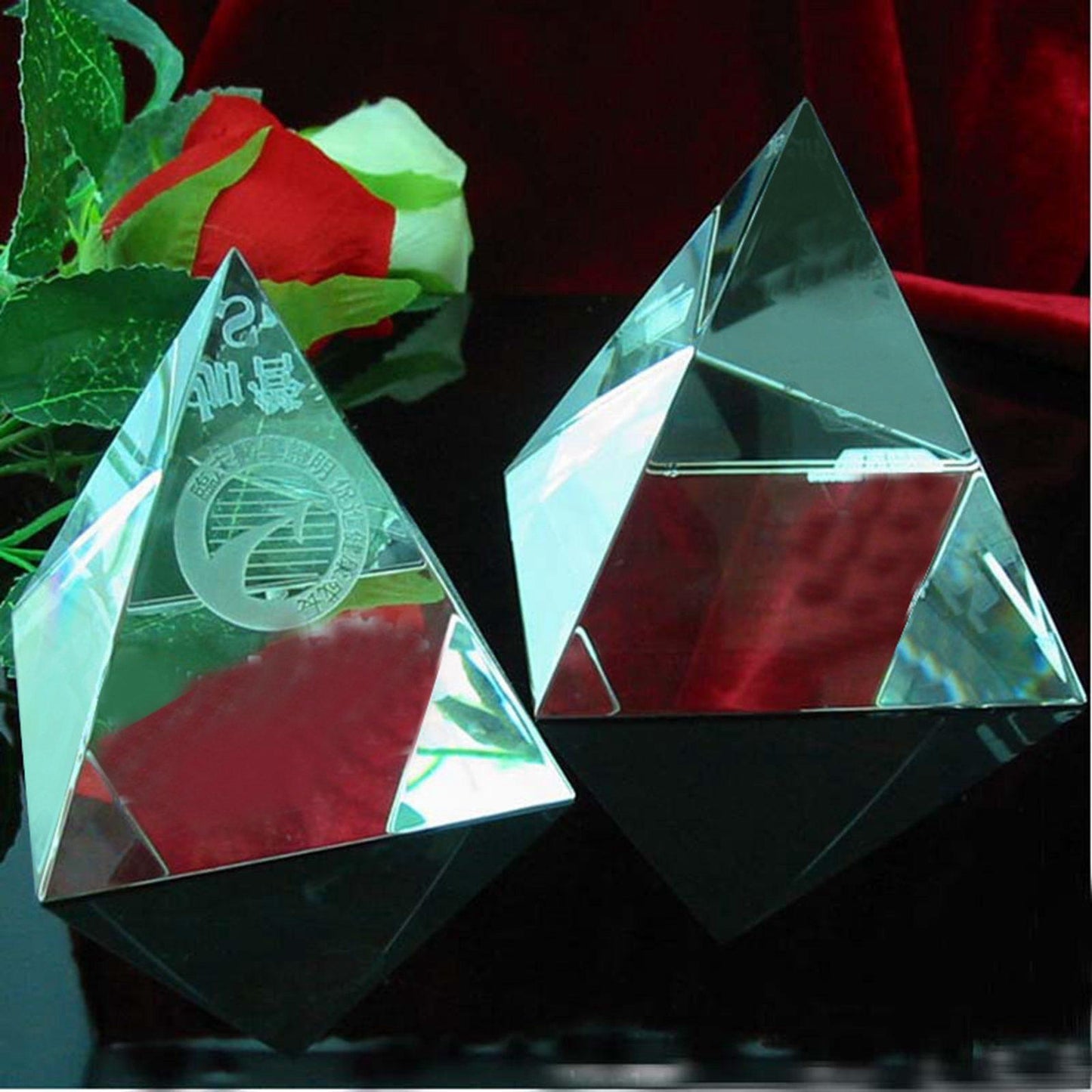 50mm Clear Crystal Pyramid Prism Ornament Photography Science Optics DIY