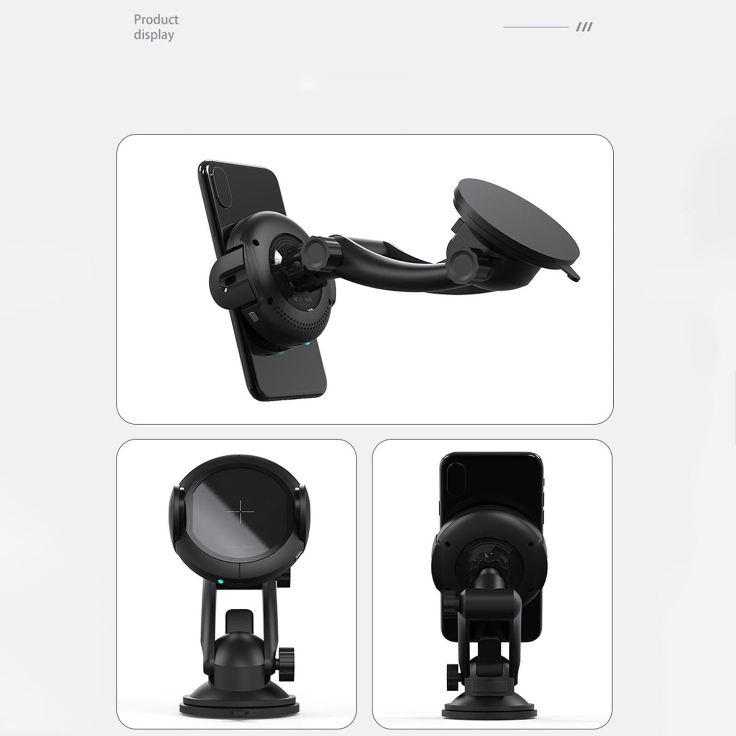 Wireless Automatic Clamping Car Phone Holder Fast Charger Mount Holder 15W