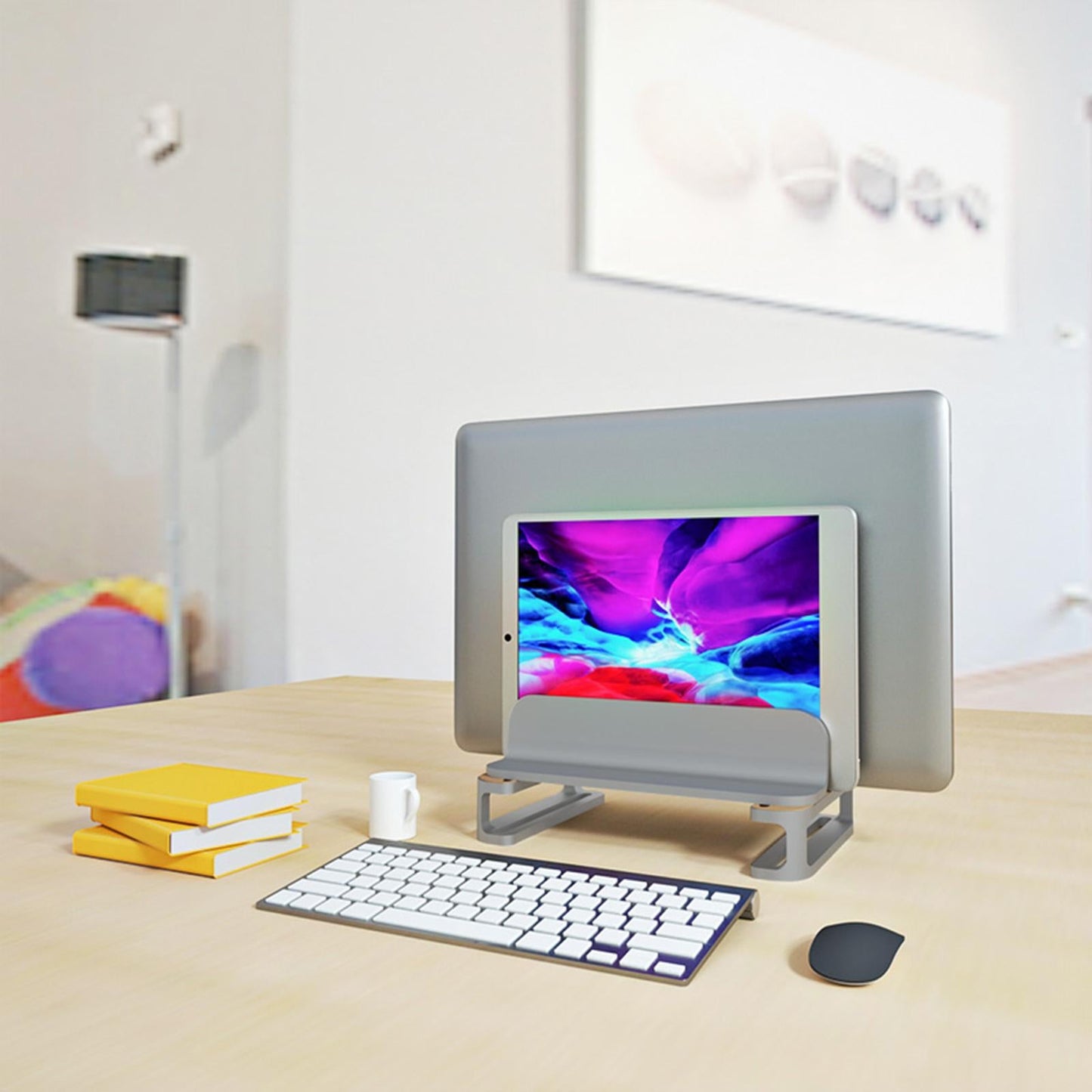 Vertical Laptop Stand Accessories Upgraded Bracket Adjustable for Home Silver