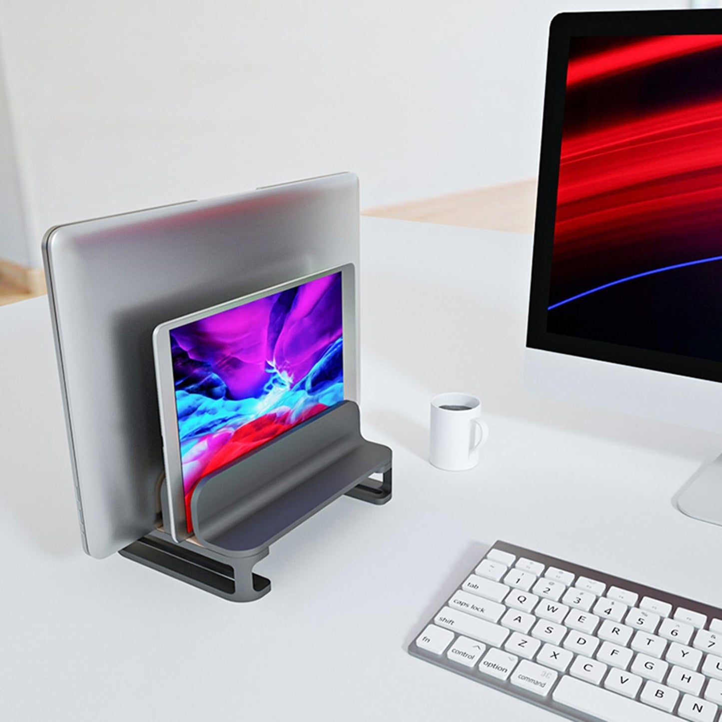 Vertical Laptop Stand Accessories Upgraded Bracket Adjustable for Home Silver