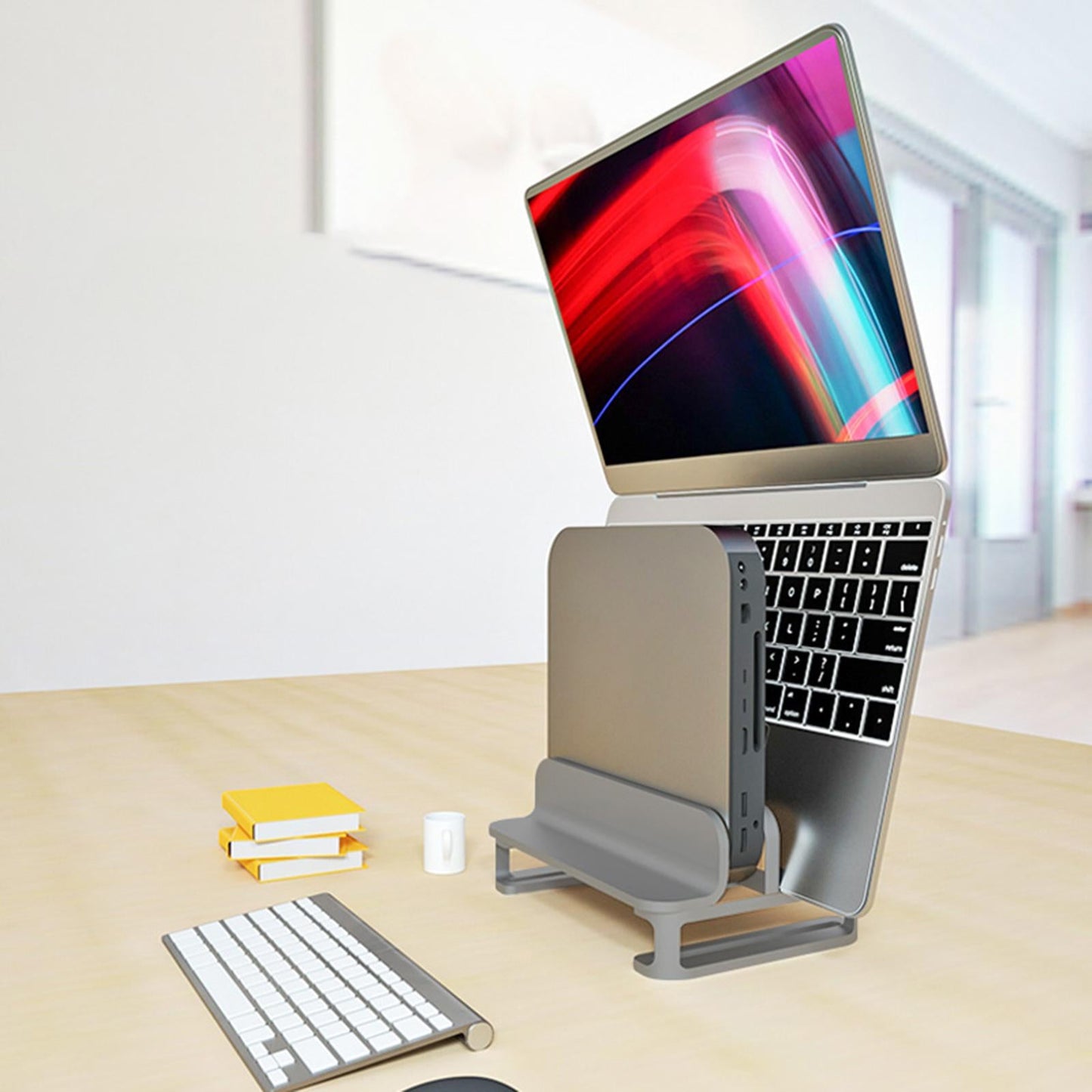 Vertical Laptop Stand Accessories Upgraded Bracket Adjustable for Home Silver