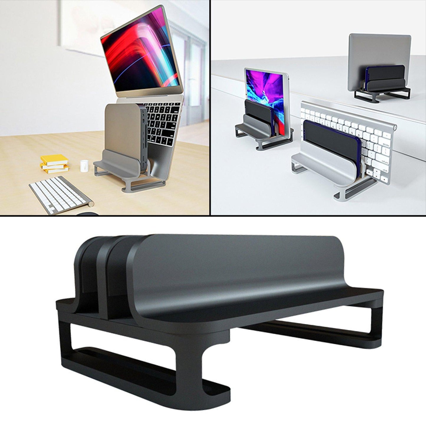 Vertical Laptop Stand Accessories Upgraded Bracket Adjustable for Home Black