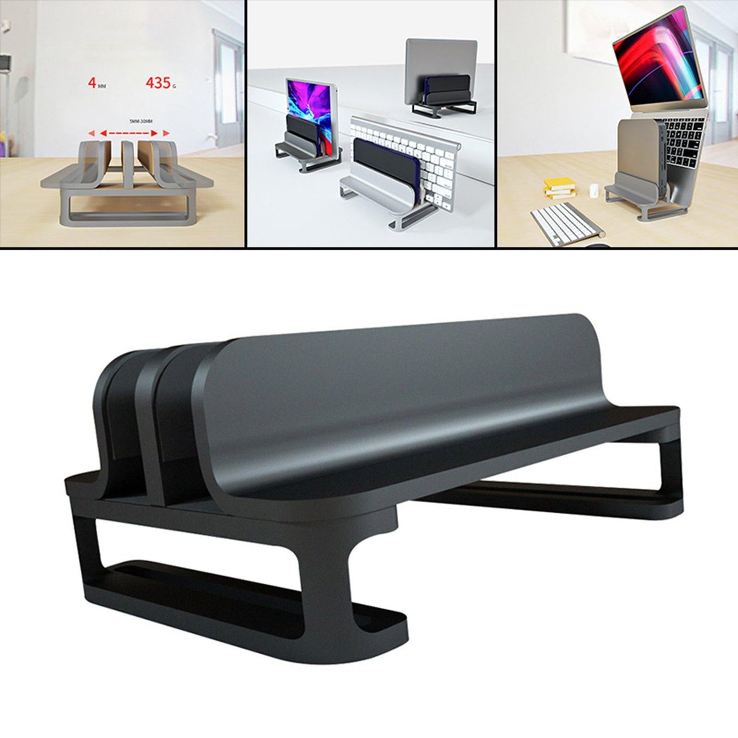 Vertical Laptop Stand Accessories Upgraded Bracket Adjustable for Home Black